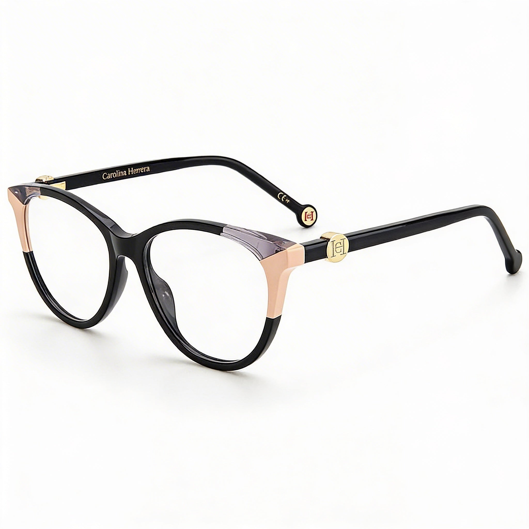 Carolina Herrera CH 0054 Women's Lightweight Acetate Oval Eyeglasses Black Nude 53mm, Photo 1