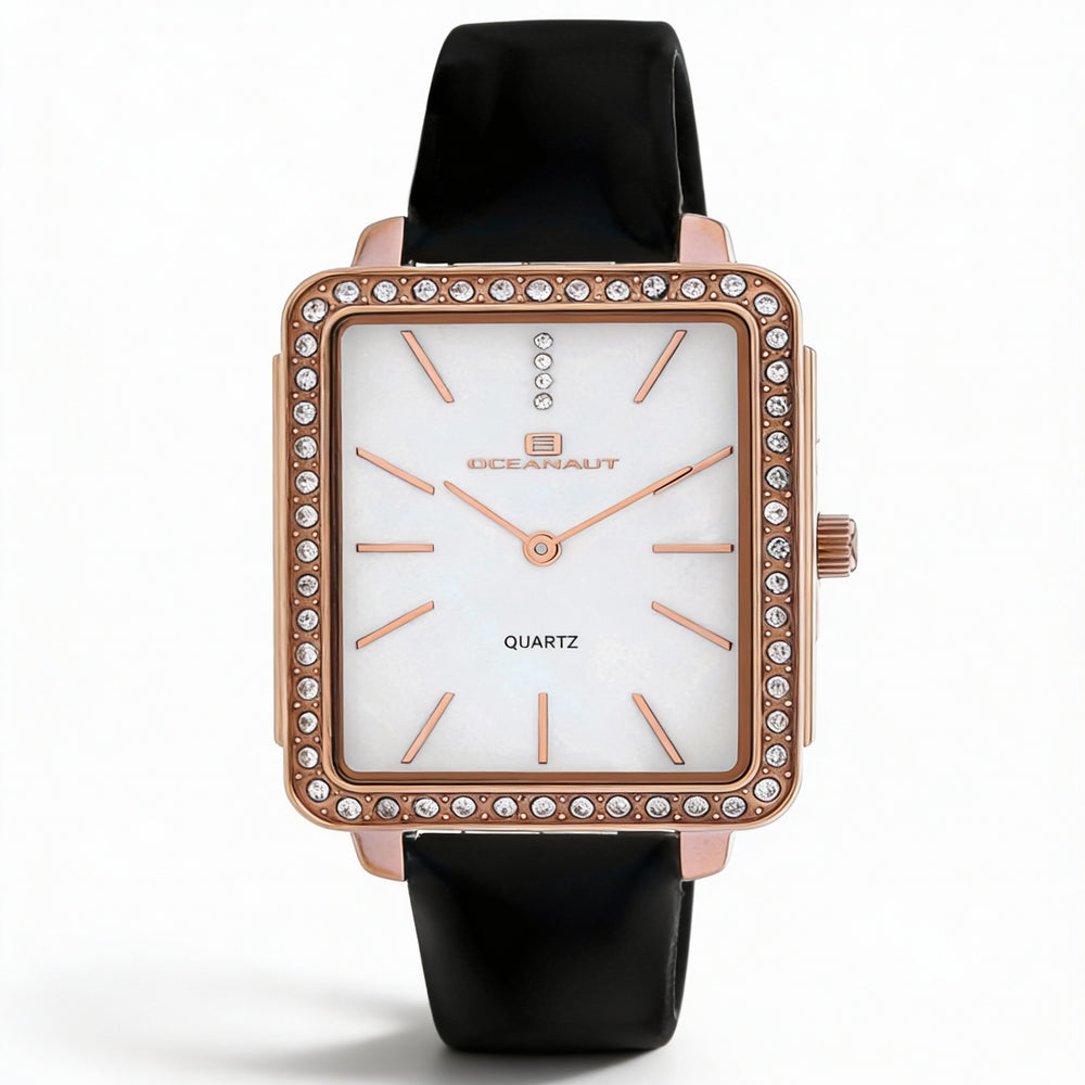 Reloj Oceanaut para mujer con movimiento de cuarzo y esfera blanca, mineral resistente al agua y a los arañazos.