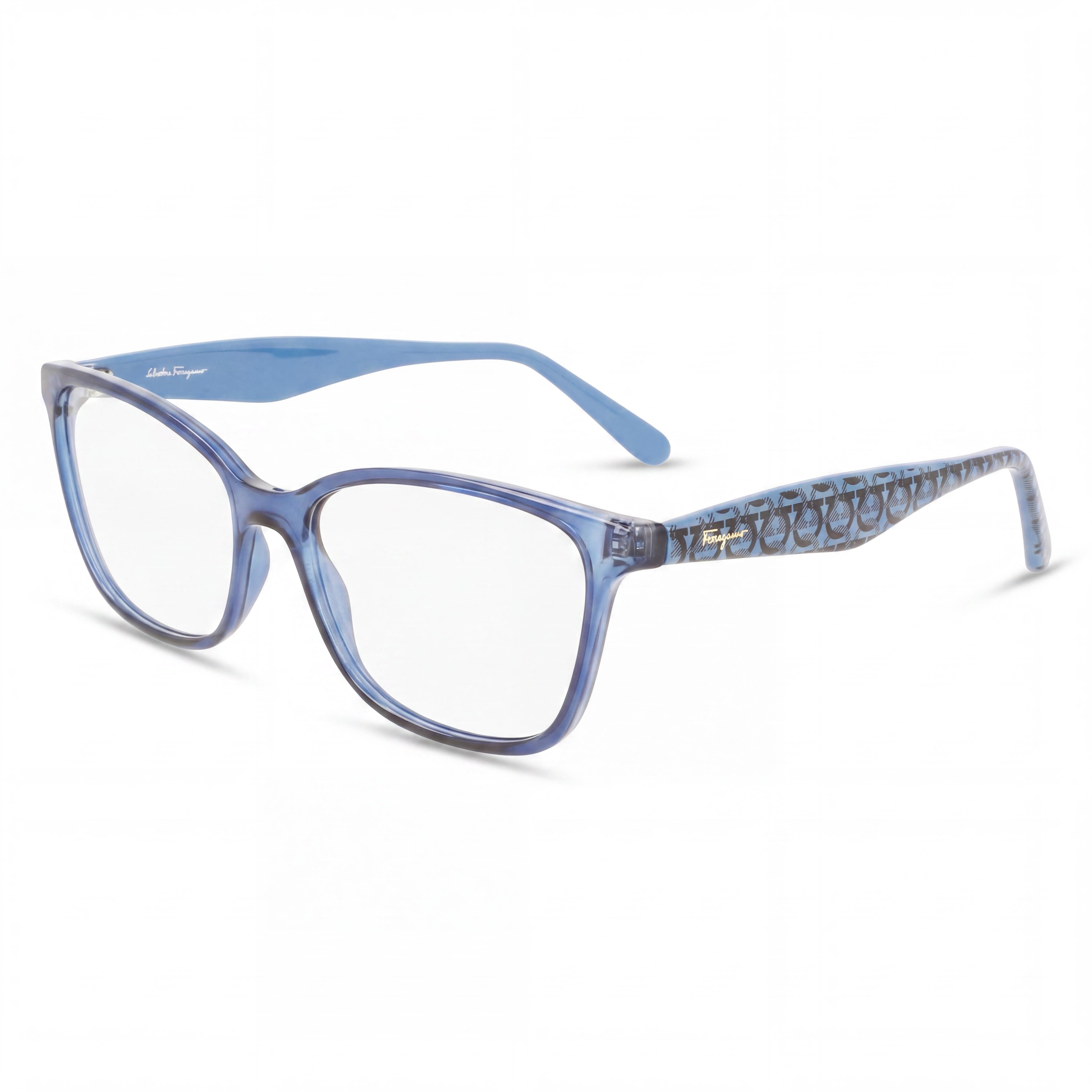 Ferragamo SF2918 Modern Unisex Metal Transparent Blue Sunglasses 55mm, Photo 1