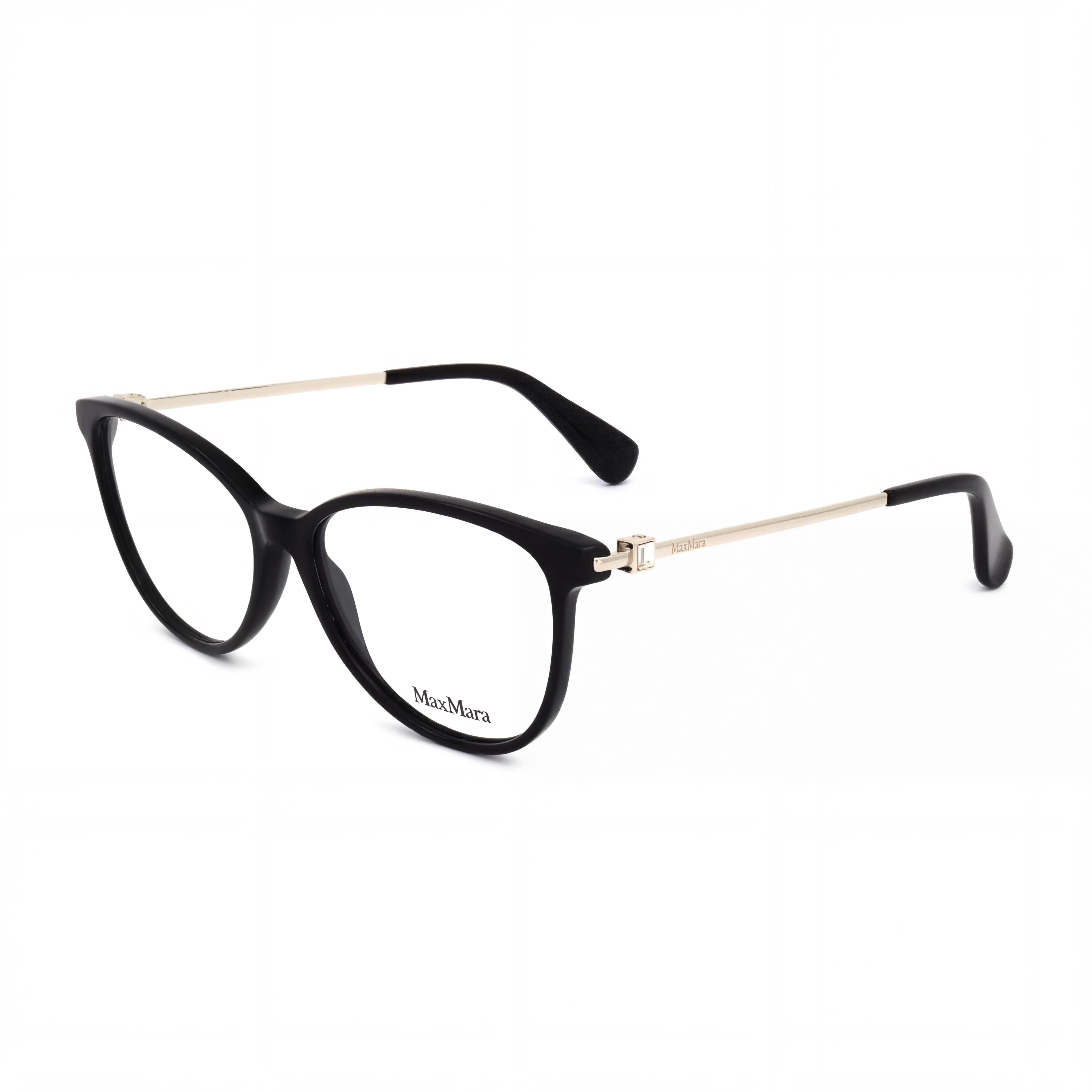MaxMara MM5078 Women's Casual Style Shiny Black Plastic Frame Eyeglasses with Demo Lenses, Size 54, Photo 1