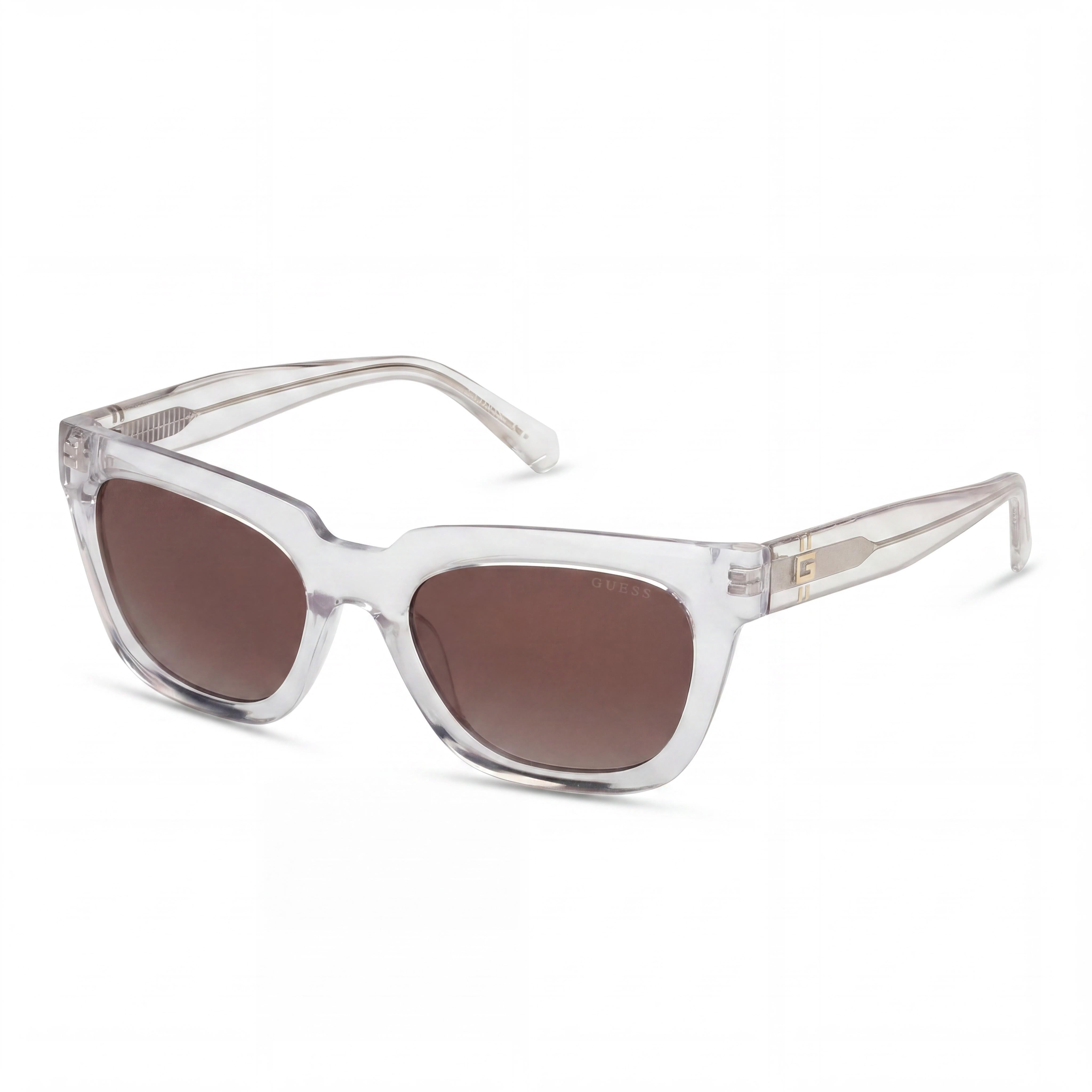 GUESS Gu00206 Unisex Crystal Injected Frame Sunglasses with Gradient Brown UV Polycarbonate Lenses 53-19-145, Photo 1