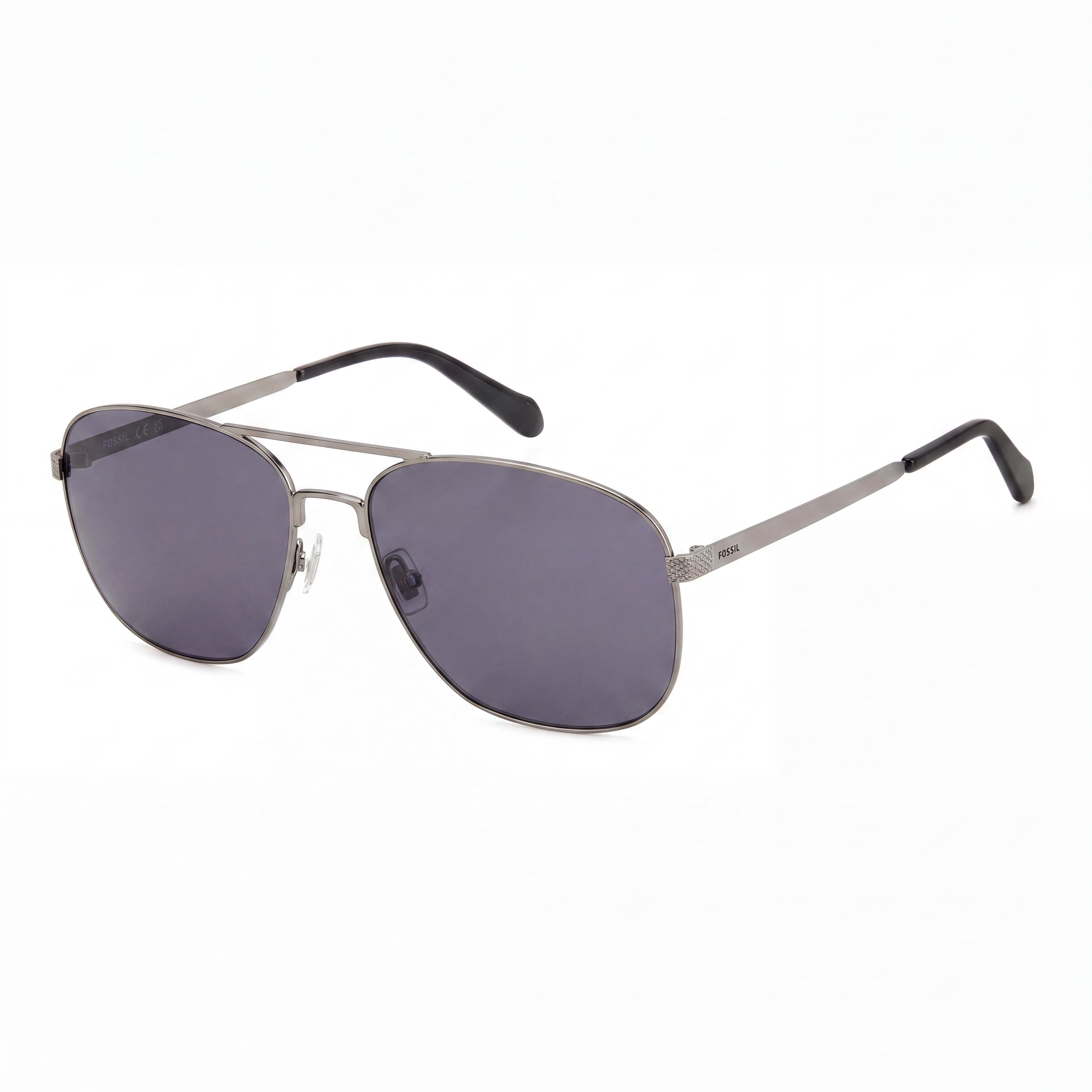 Fossil Women's Square Stainless Steel Sunglasses Matte Dark Ruthenium 100% UV Protection 60mm, Photo 1