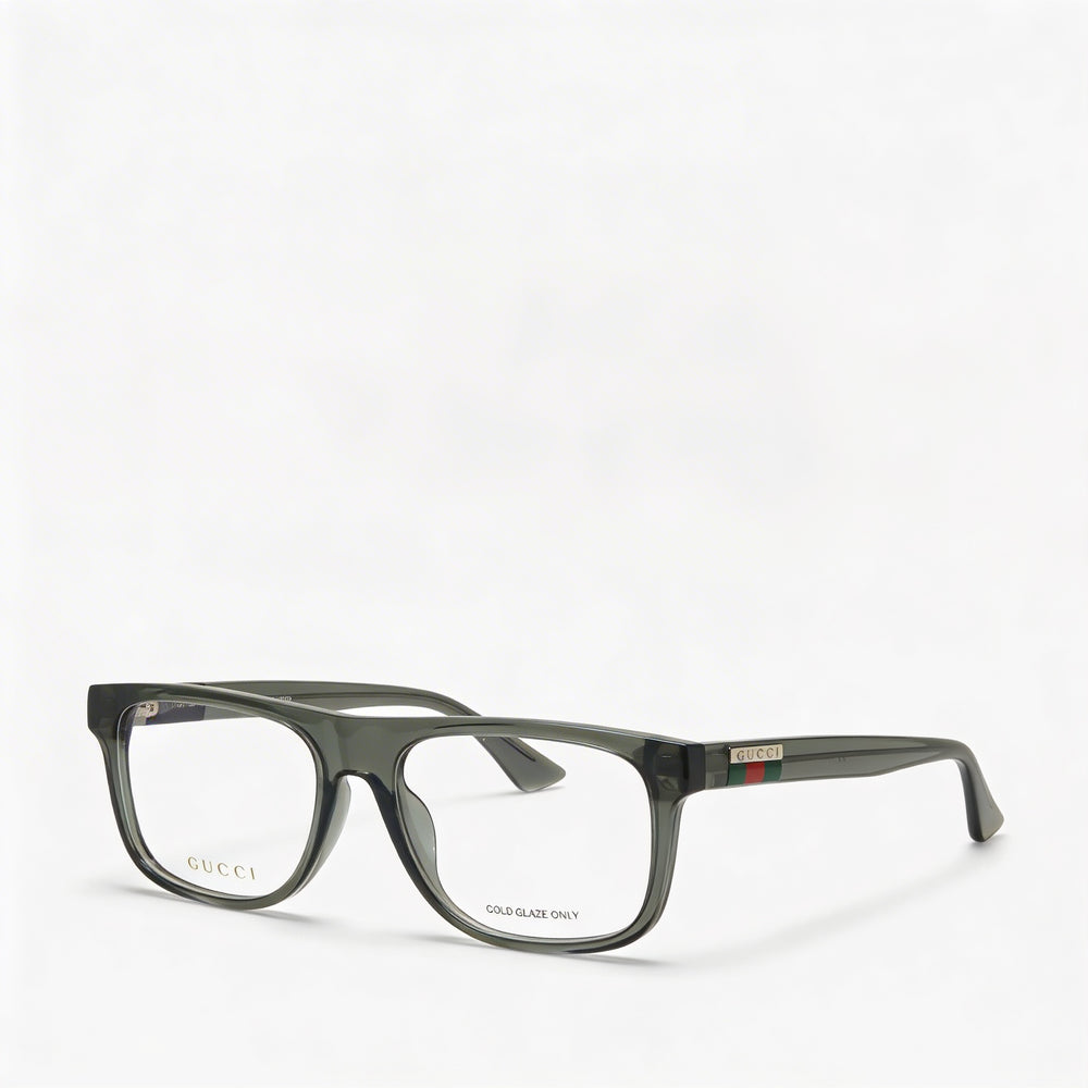 Gucci Modern Men’s Full Rim Eyeglasses, Shiny Transparent Grey Plastic Frame, Lens Width 56mm