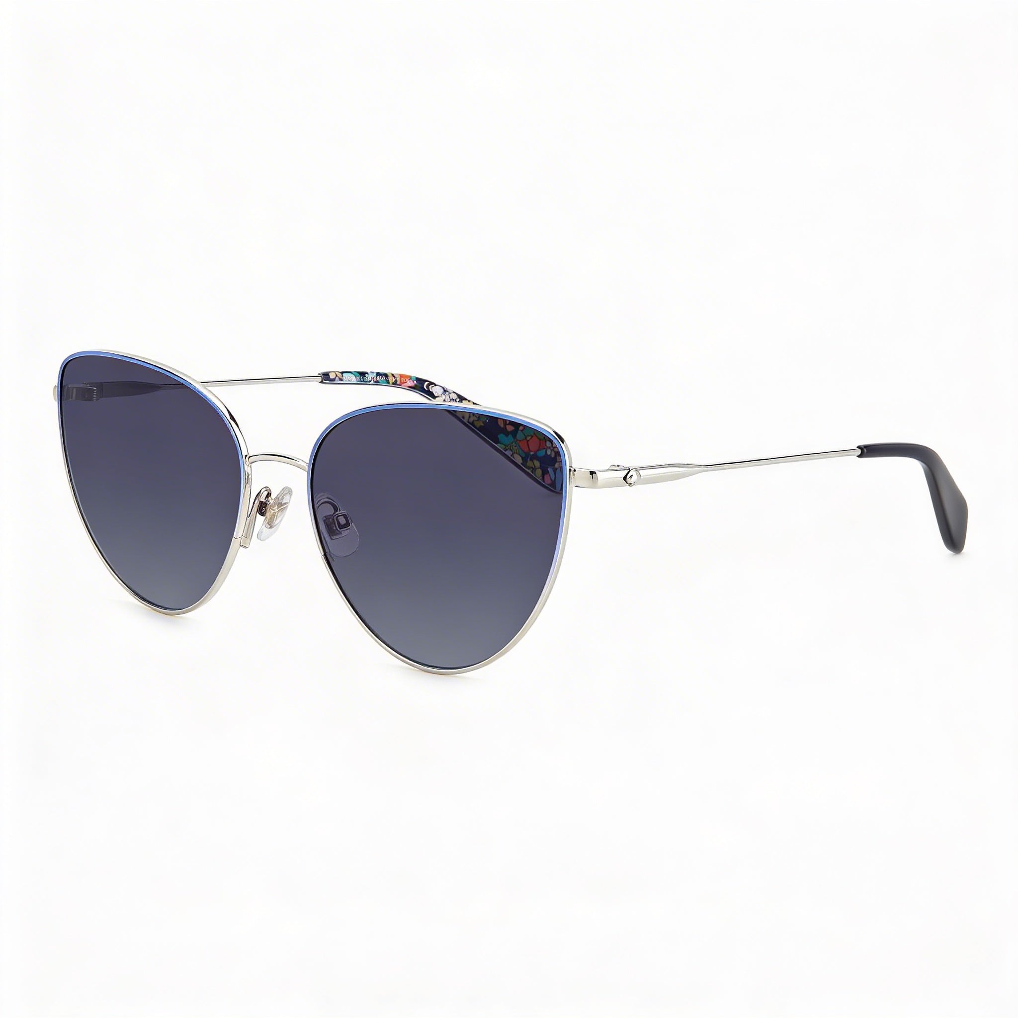 kate spade new york Gafas de sol de mujer de temporada de acero inoxidable azul gris gris oscuro sombreado de 55 mm con protección UV, Photo 1