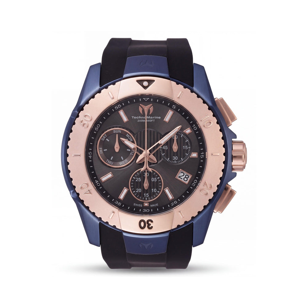TechnoMarine Uf6 Men's Black Silicone Strap Water Resistant Luxury Watch
