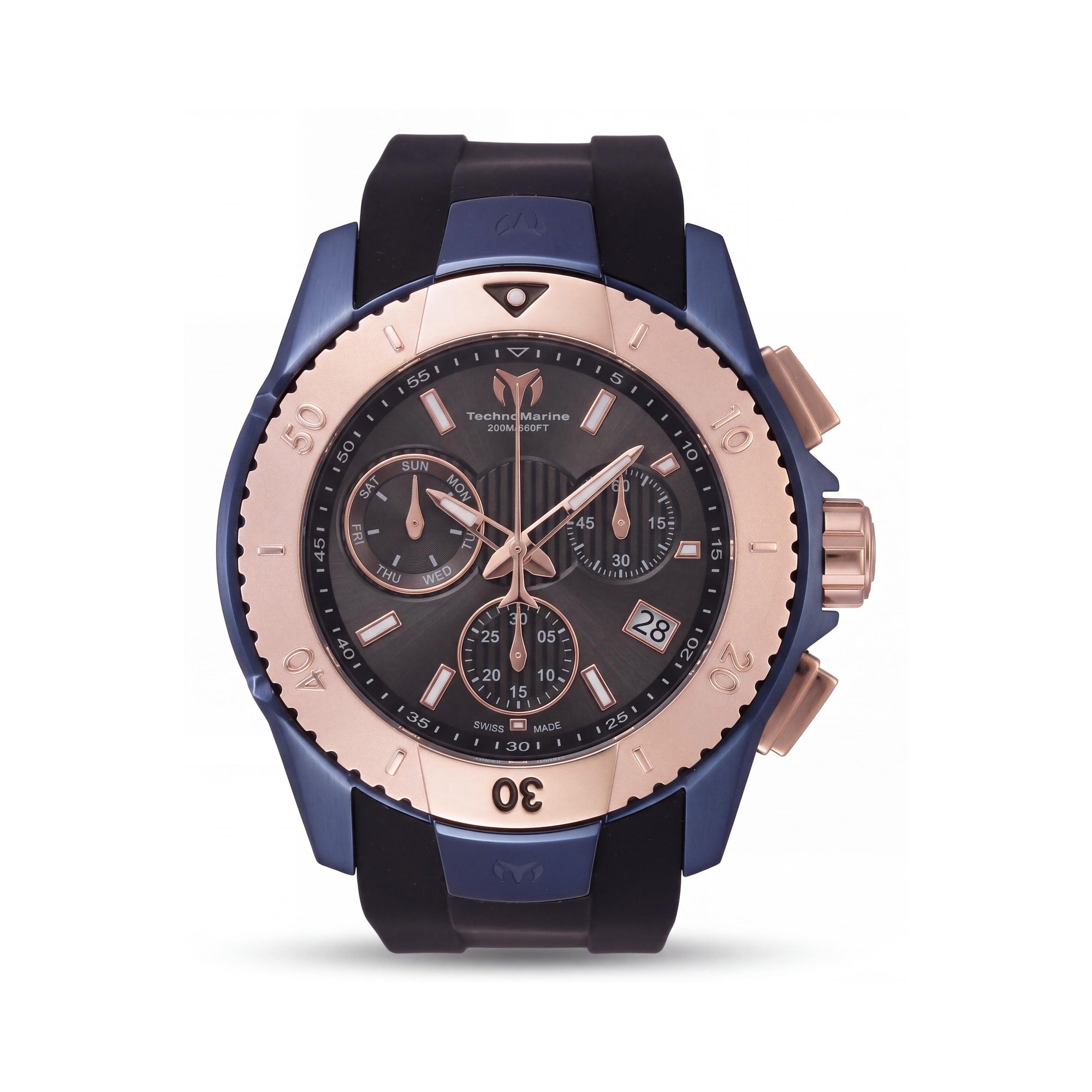 Reloj de lujo Technomarine Uf6 para hombre con correa de silicona negra resistente al agua, Photo 1