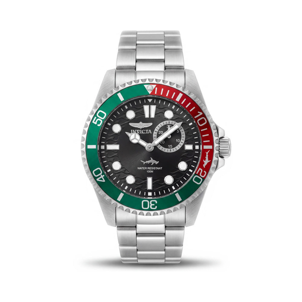 Reloj Invicta Pro Diver 49272 para hombre, de cuarzo, acero inoxidable plateado, esfera negra, 43 mm, resistente al agua hasta 10 ATM.