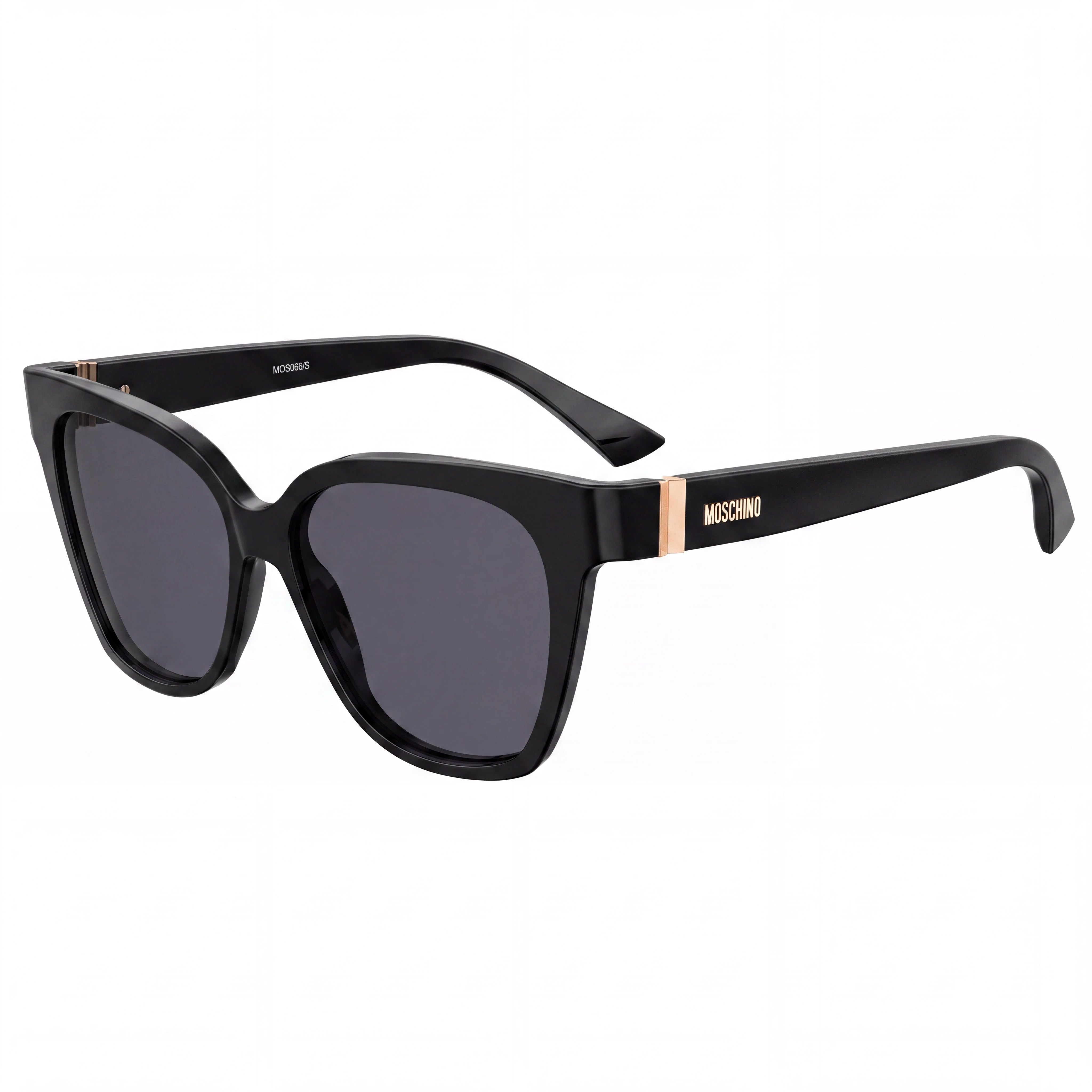 Moschino MOS066/S Women's Black Gold-logo Plastic Cat Eye UV Protection Sunglasses 55mm, Photo 1
