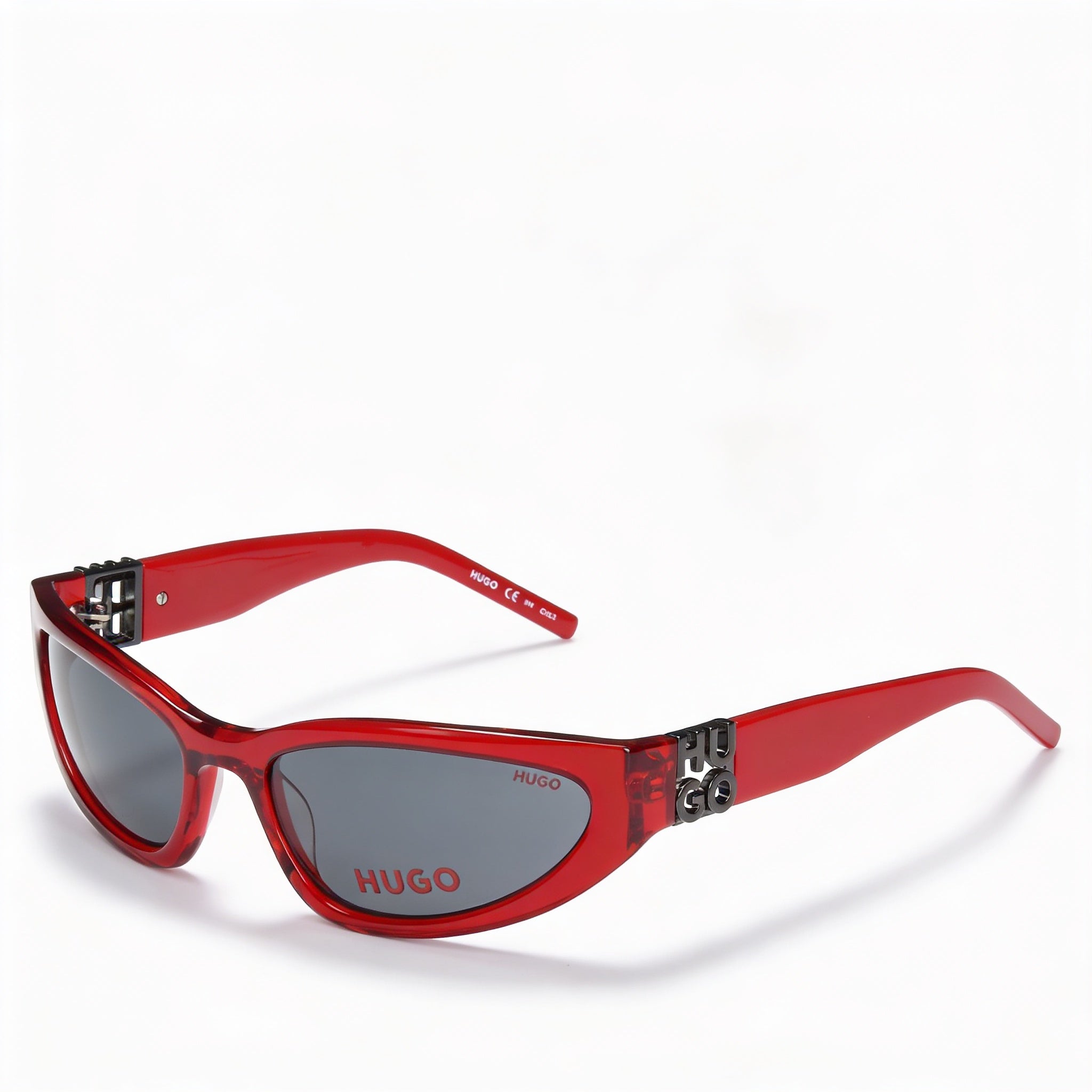 Gafas de sol Hugo Boss Modern Unisex con montura de plástico roja y lentes grises, protección UV, 7-1-4 mm, Photo 1
