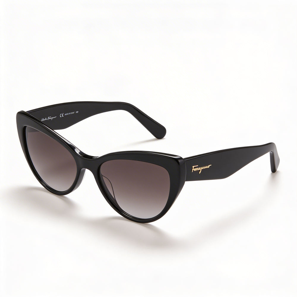 Salvatore Ferragamo SF 930S Women's Black Plastic Cat Eye Gradient Grey Non-Polarized UV Protected 56mm Sunglasses