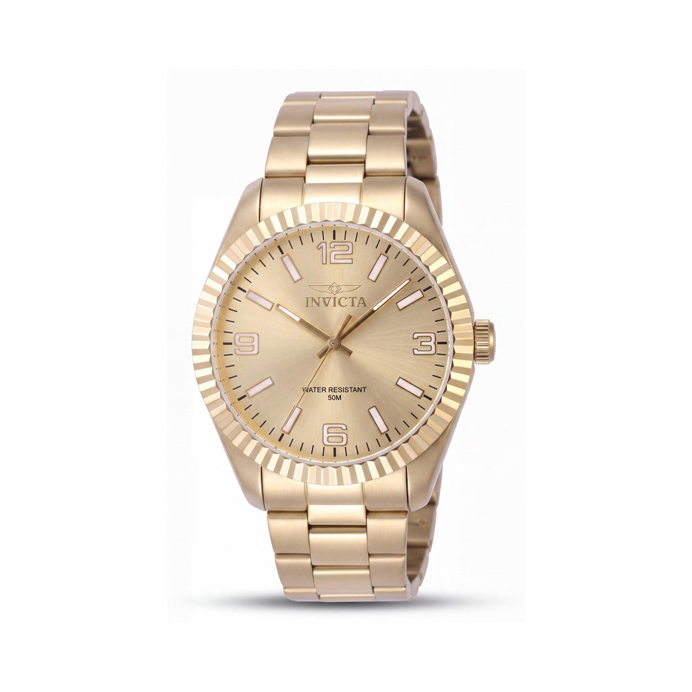 Reloj de cuarzo Invicta Specialty 47460 para mujer, de 43 mm, con esfera dorada, brazalete de acero inoxidable, resistente al agua hasta 5 ATM