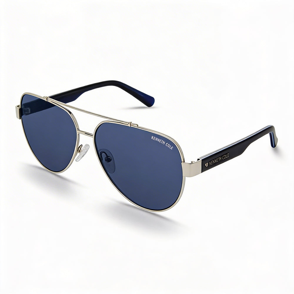 Kenneth Cole Kc6010v Women's Metal Sunglasses with Nickeltin Blue Frame & Blue Lenses 60mm