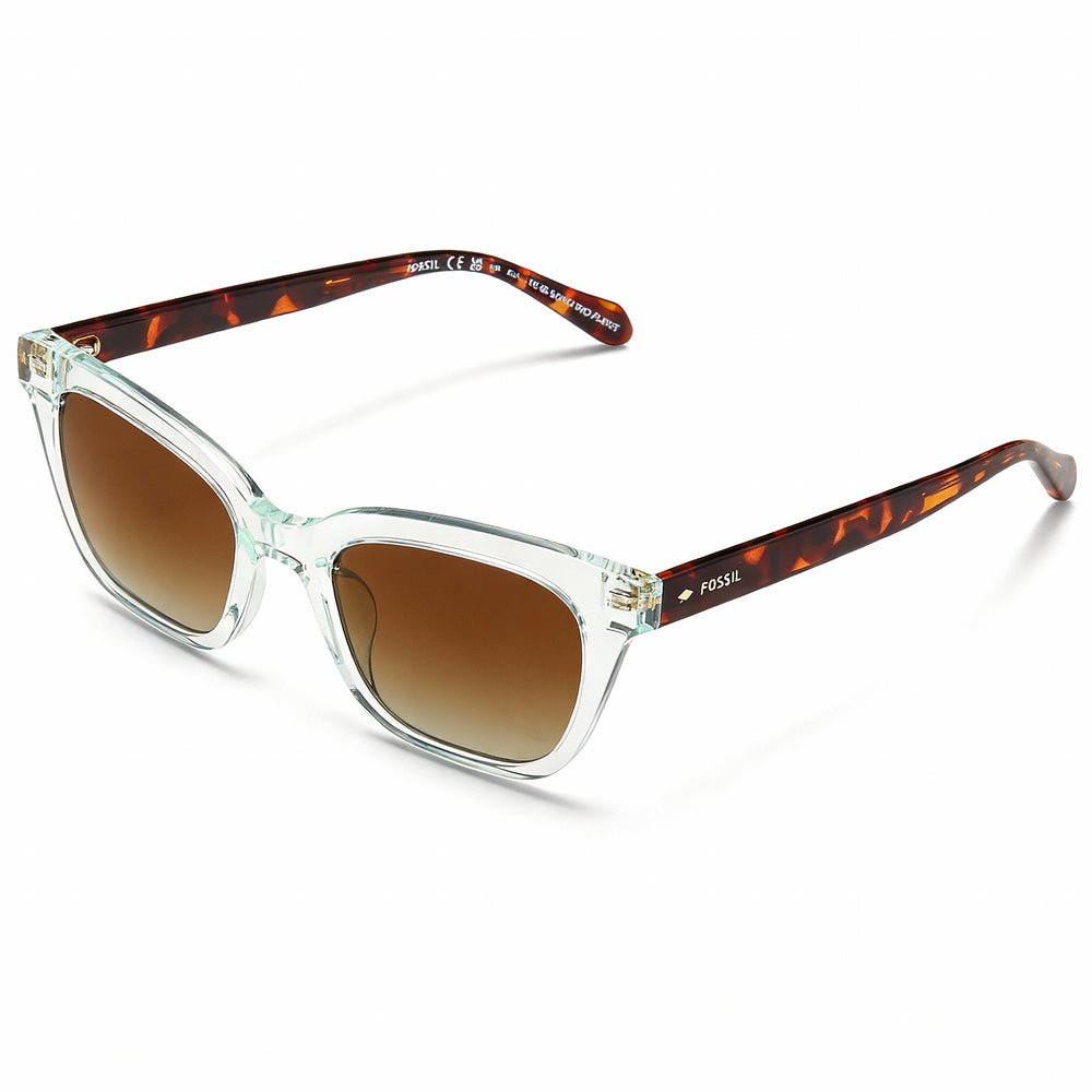 Fossil Modern Women's Eco Polyamide Sunglasses, Crystal Green Frame & Lens, Size 51-19-140