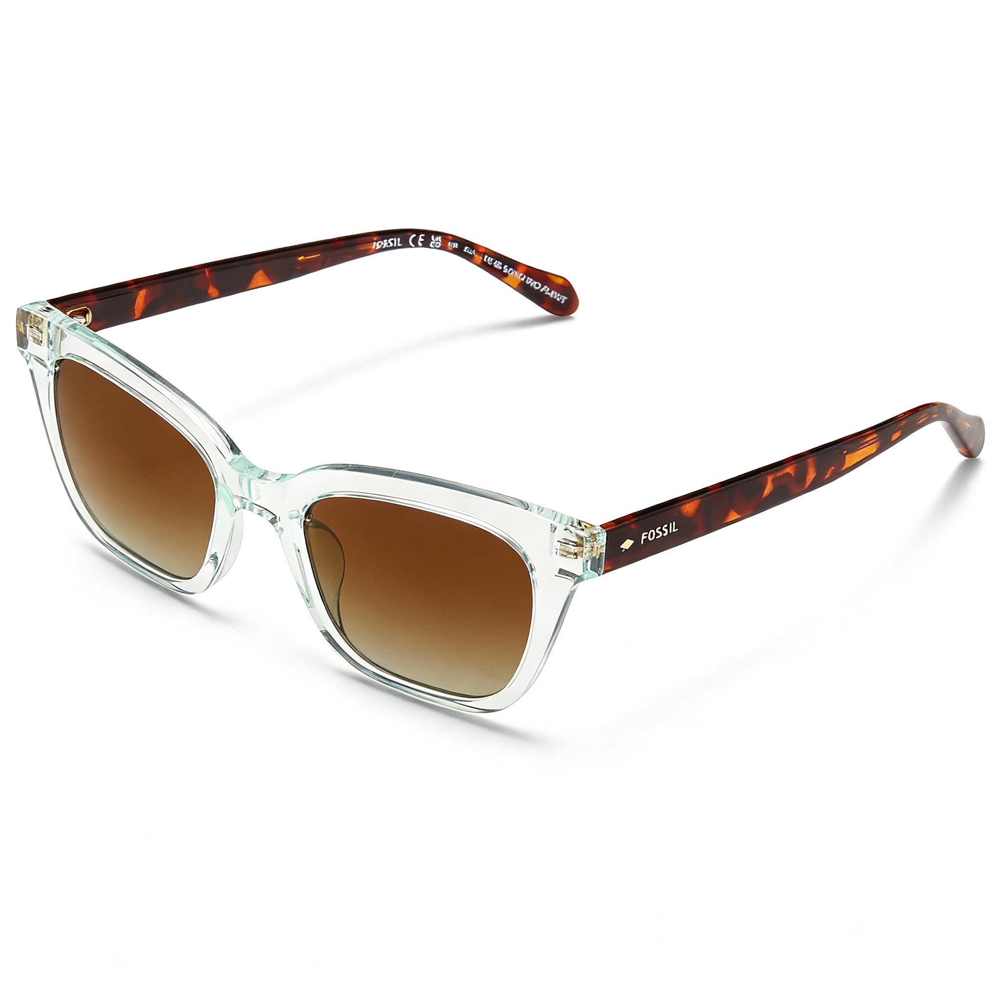 Fossil Modern Women's Eco Polyamide Sunglasses, Crystal Green Frame & Lens, Size 51-19-140