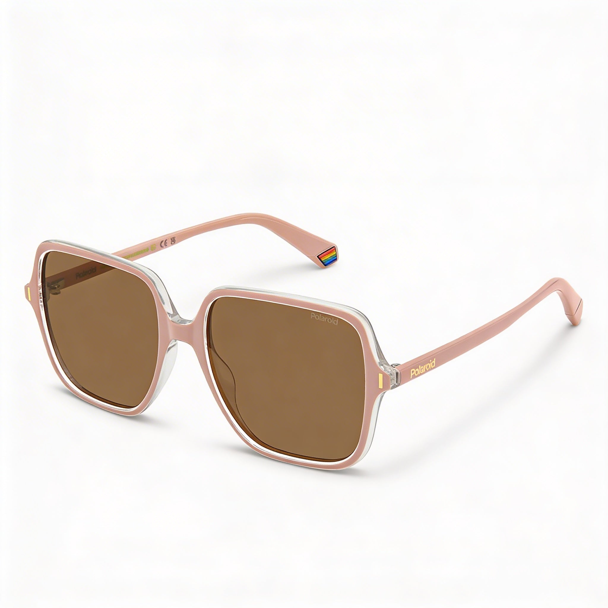 Polaroid Casual Women's Pink ECO POLYCARBONATE Frame Polarized Sunglasses with High UV Protection, Bronze Lenses, 56mm, Photo 1