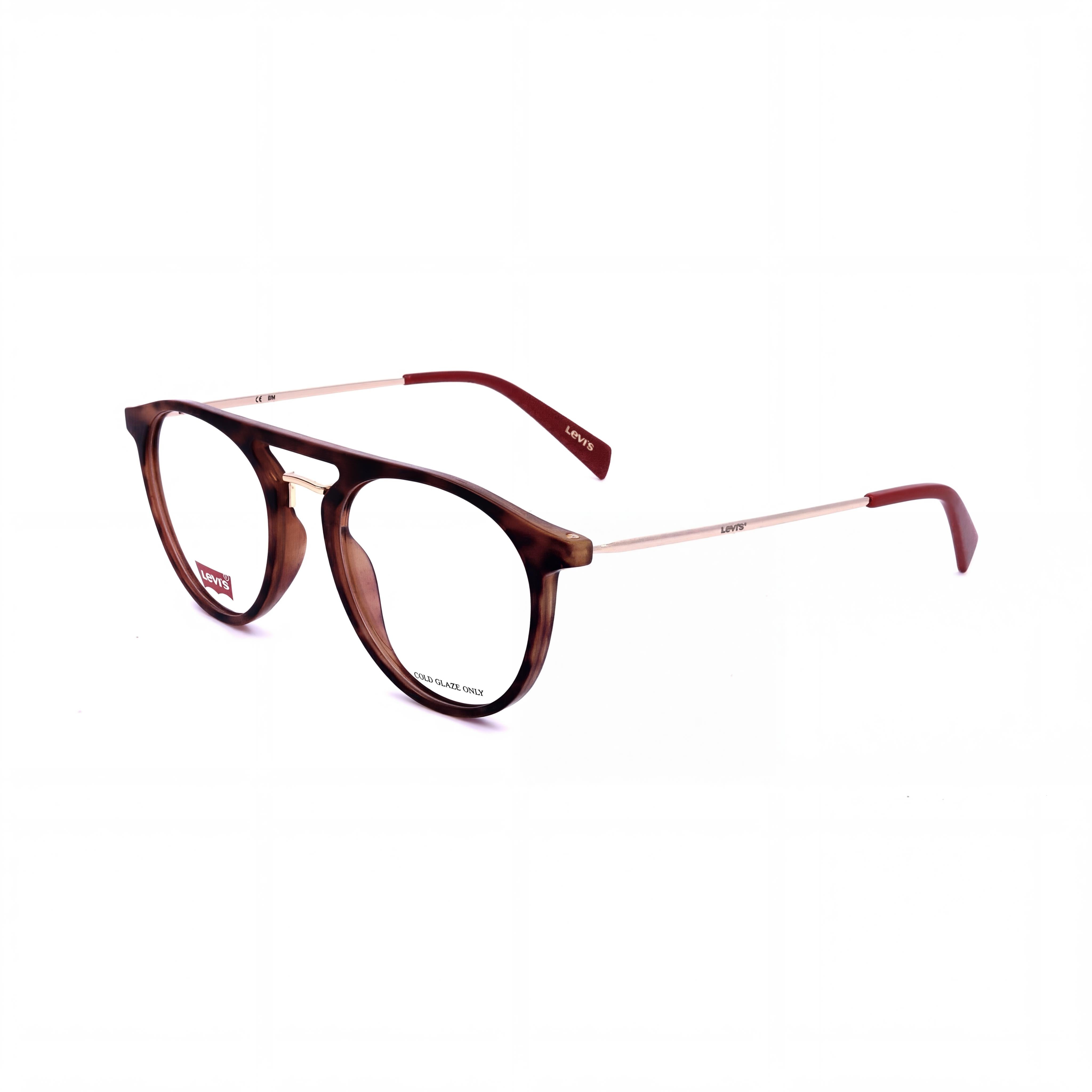 Levi's Eyewear Women's Round Oval Havana Red Polyamide Injected 51mm Clear Demo Lenses, Prescription Ready, Photo 1