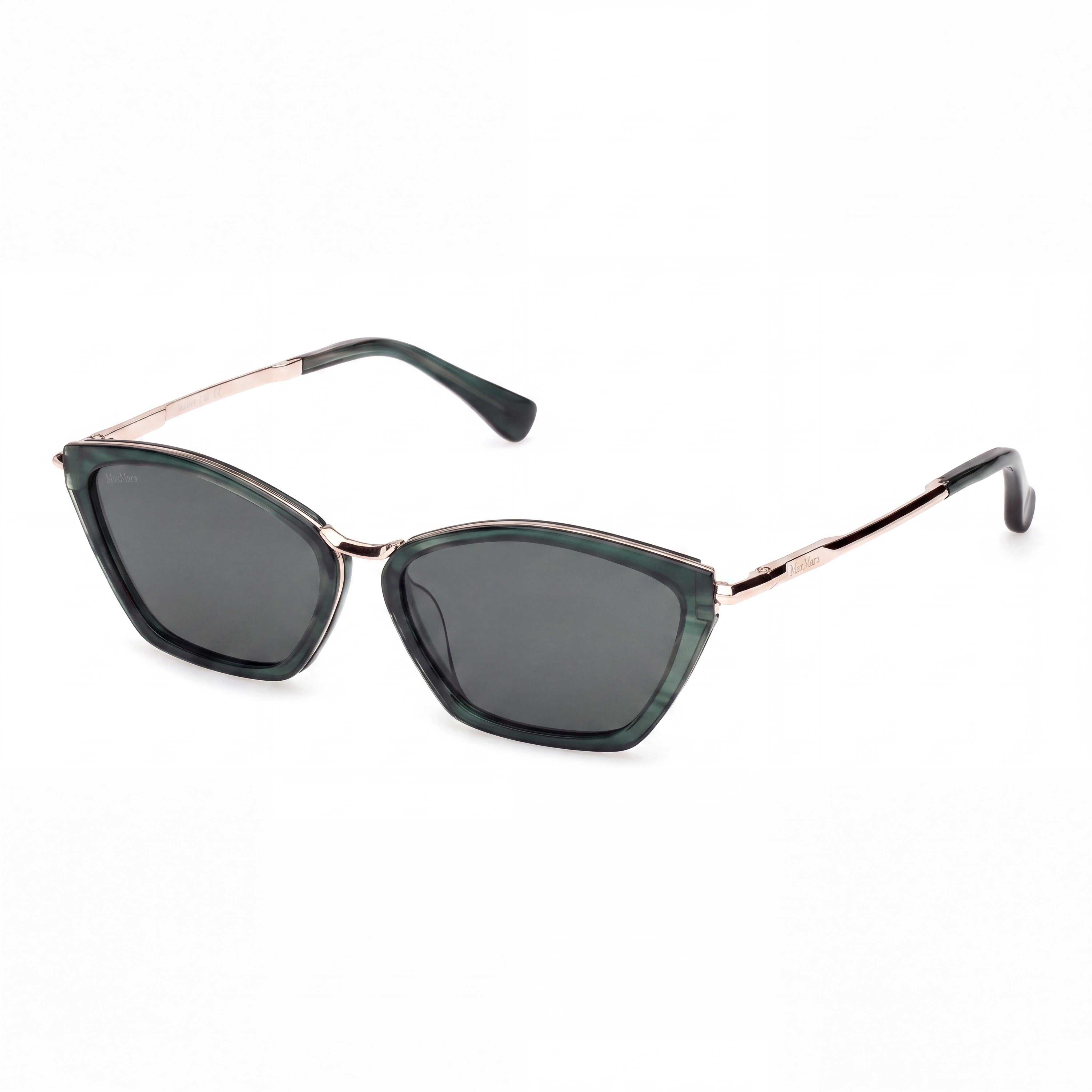 MaxMara Casual Women's Dark Green Acetate Frame Sunglasses with Green Plastic Lenses, 54mm, Photo 1