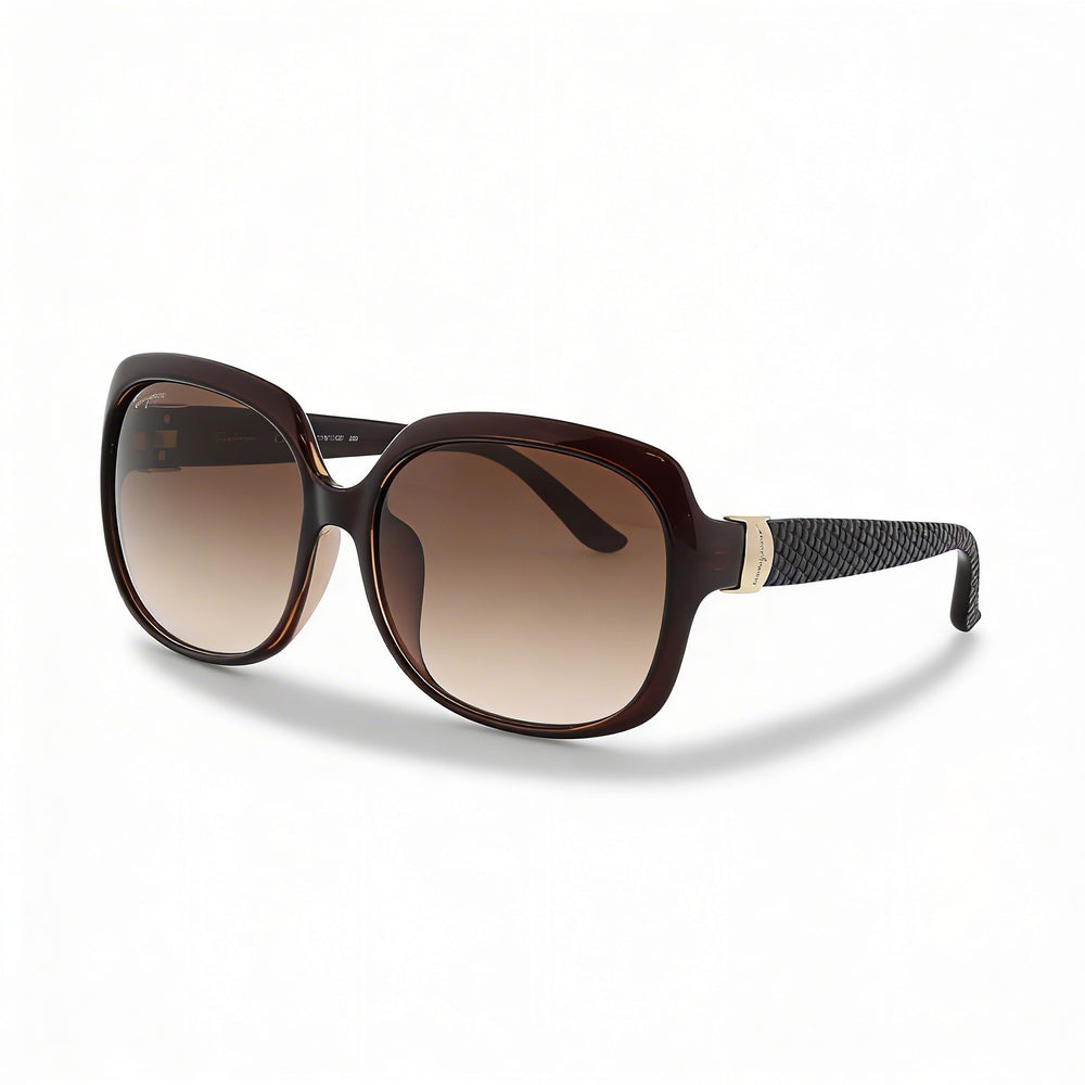 Ferragamo Sf739sa 210 Women's Brown Plastic Square Sunglasses, Brown Gradient Lenses, UV Protection, Prescription-Ready 59mm