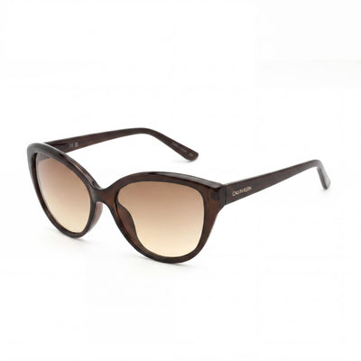 Gafas de sol Calvin Klein CK19536S para mujer, con protección UV, montura de plástico marrón cristal, lentes marrones, 55 mm