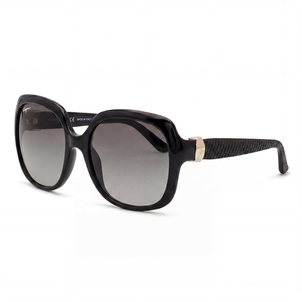Ferragamo Classic Women's Black Plastic Grey Gradient Oversized UV Protected Sunglasses 59mm