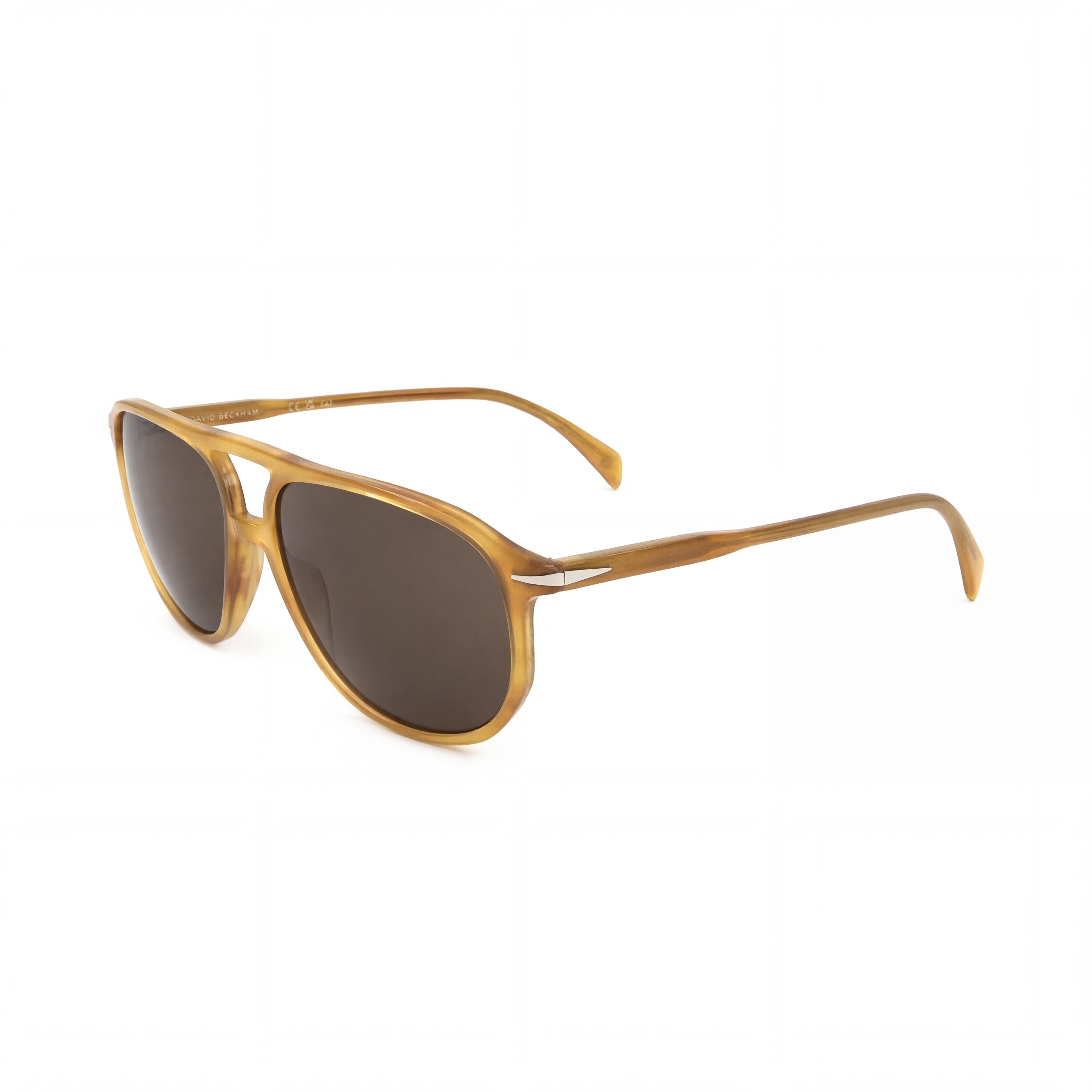 David Beckham Casual Men's Sunglasses with ACETATE LIGHT Yellow Horn Frame and Non-Polarized Lenses 58-15-145, Photo 1