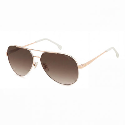 Gafas de sol Carrera de piloto para mujer, modelo 3005/S, montura de acero inoxidable en oro cobre blanco, lentes UV marrones degradadas, 63mm