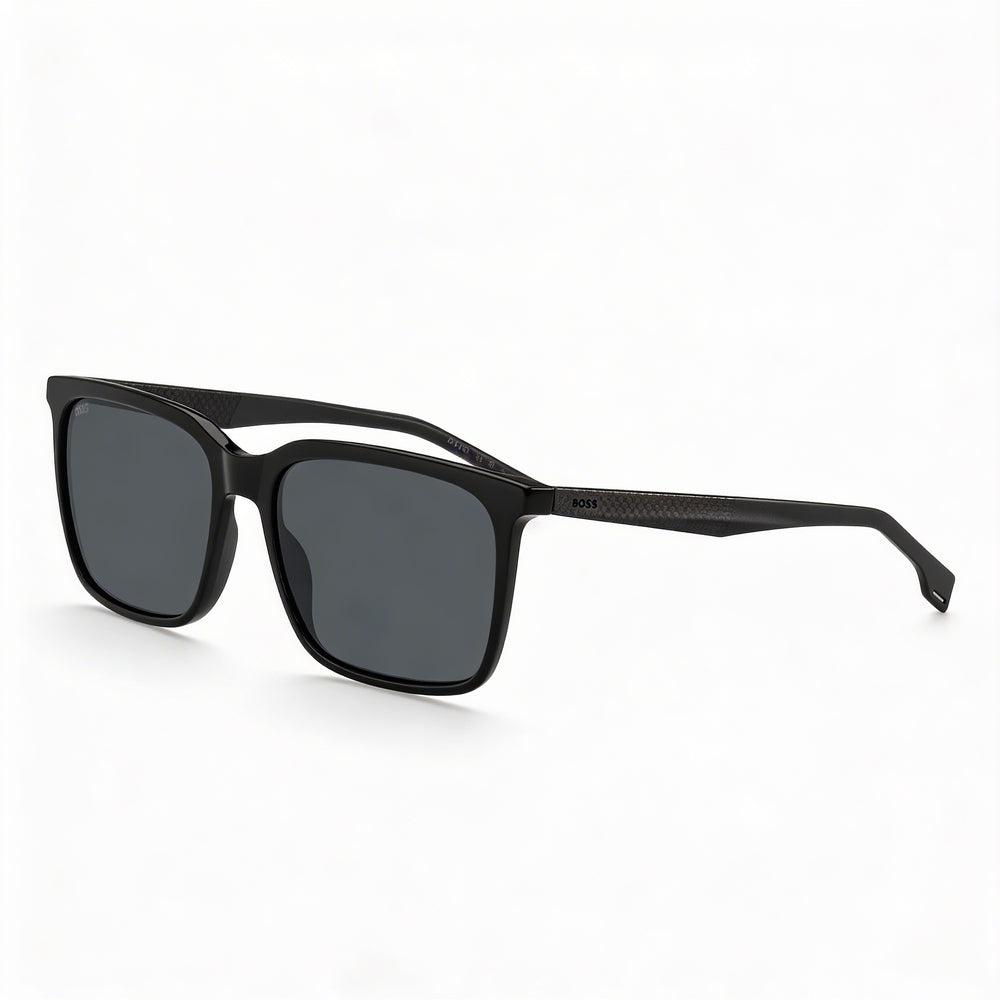 Hugo Boss 1579/S Tech & Innovation Women's Black Grey Rectangular Acetate UV Protection Sunglasses, Grey Antireflex 57-17-150