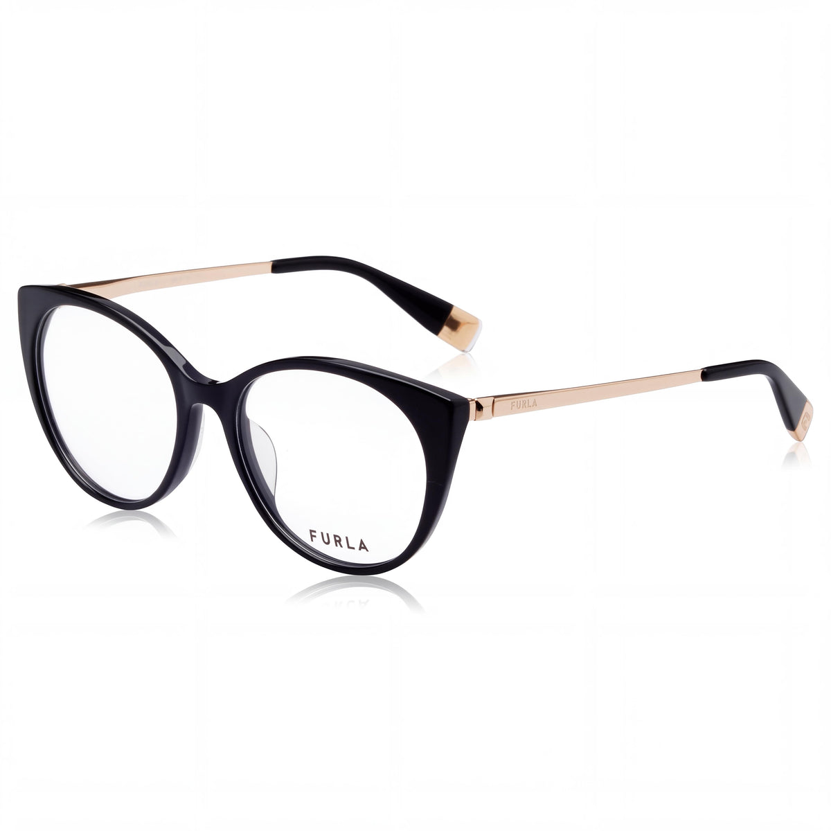 Gafas Ópticas Casuales de Acetato para Mujer Furla VFU722 con Montura Negra Brillante y Cristales Transparentes 53mm, Photo 1