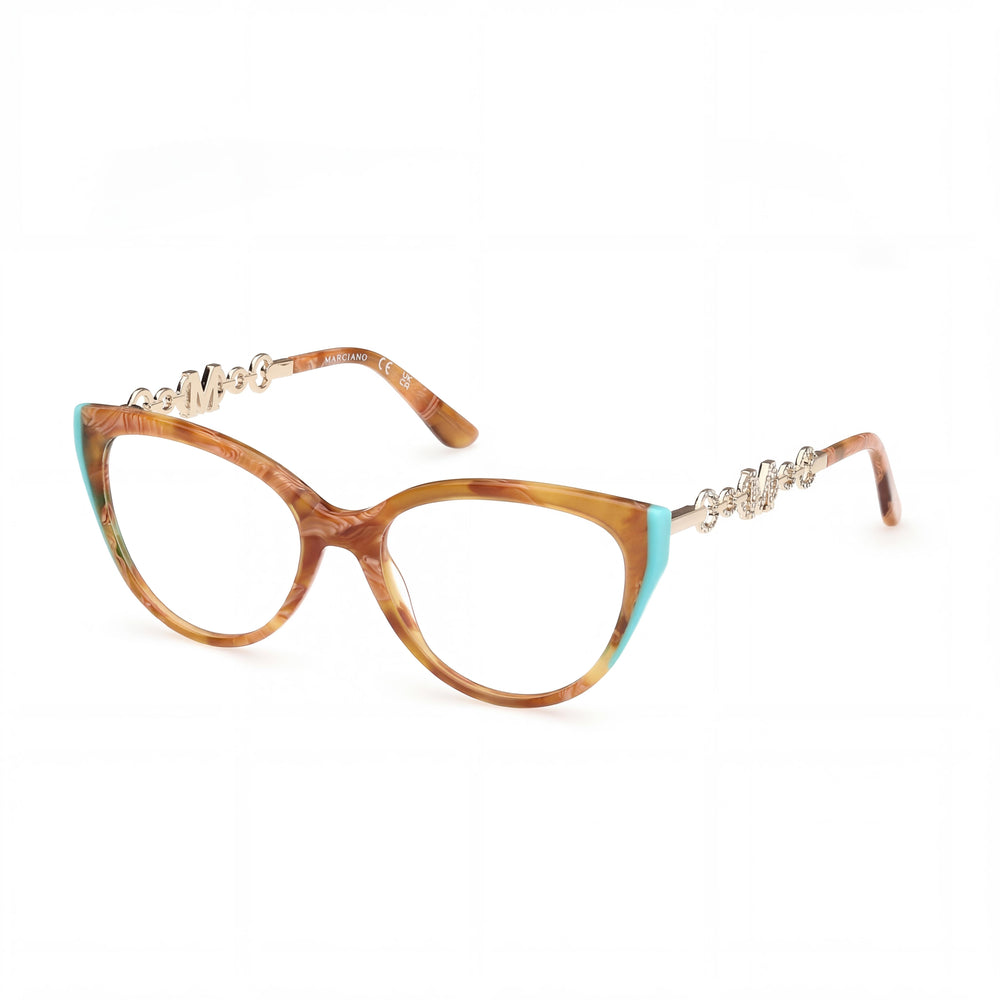 Gafas de plástico Guess by Marciano Gm50006 para hombre, color marrón claro, habana, dorado pálido brillante, 54 mm
