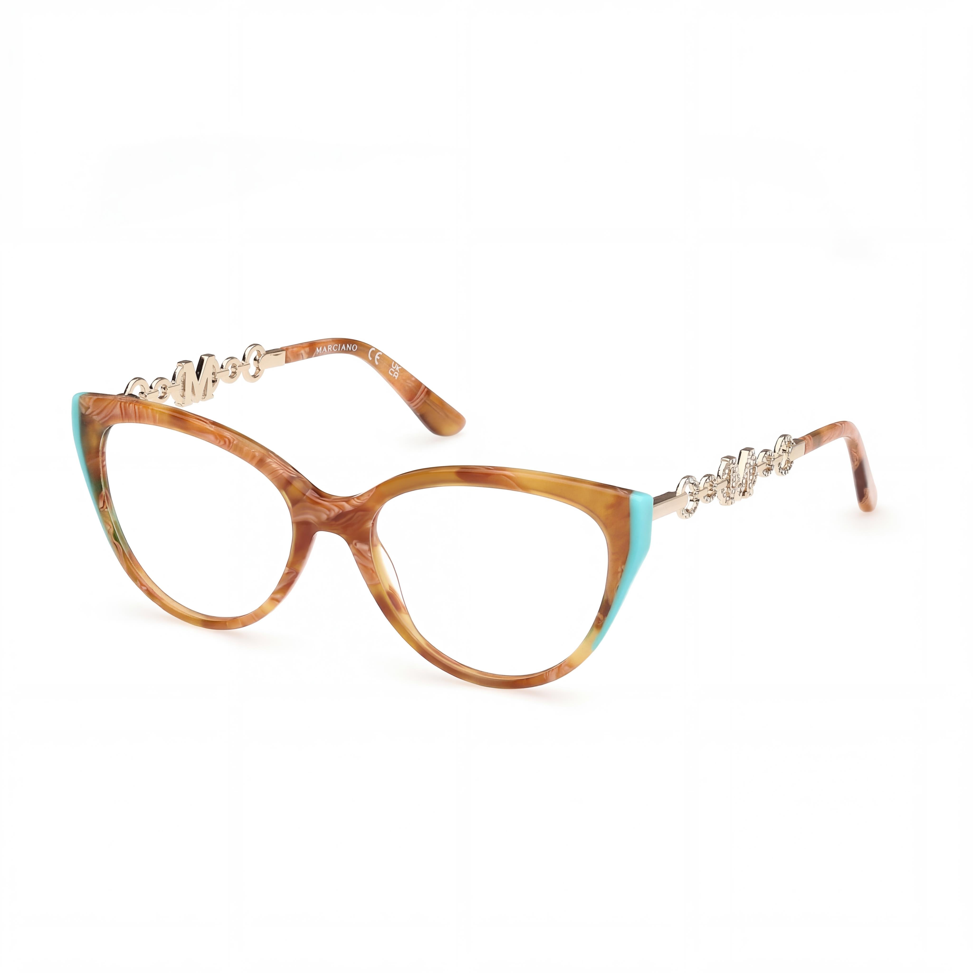 Gafas de plástico Guess by Marciano Gm50006 para hombre, color marrón claro, habana, dorado pálido brillante, 54 mm, Photo 1