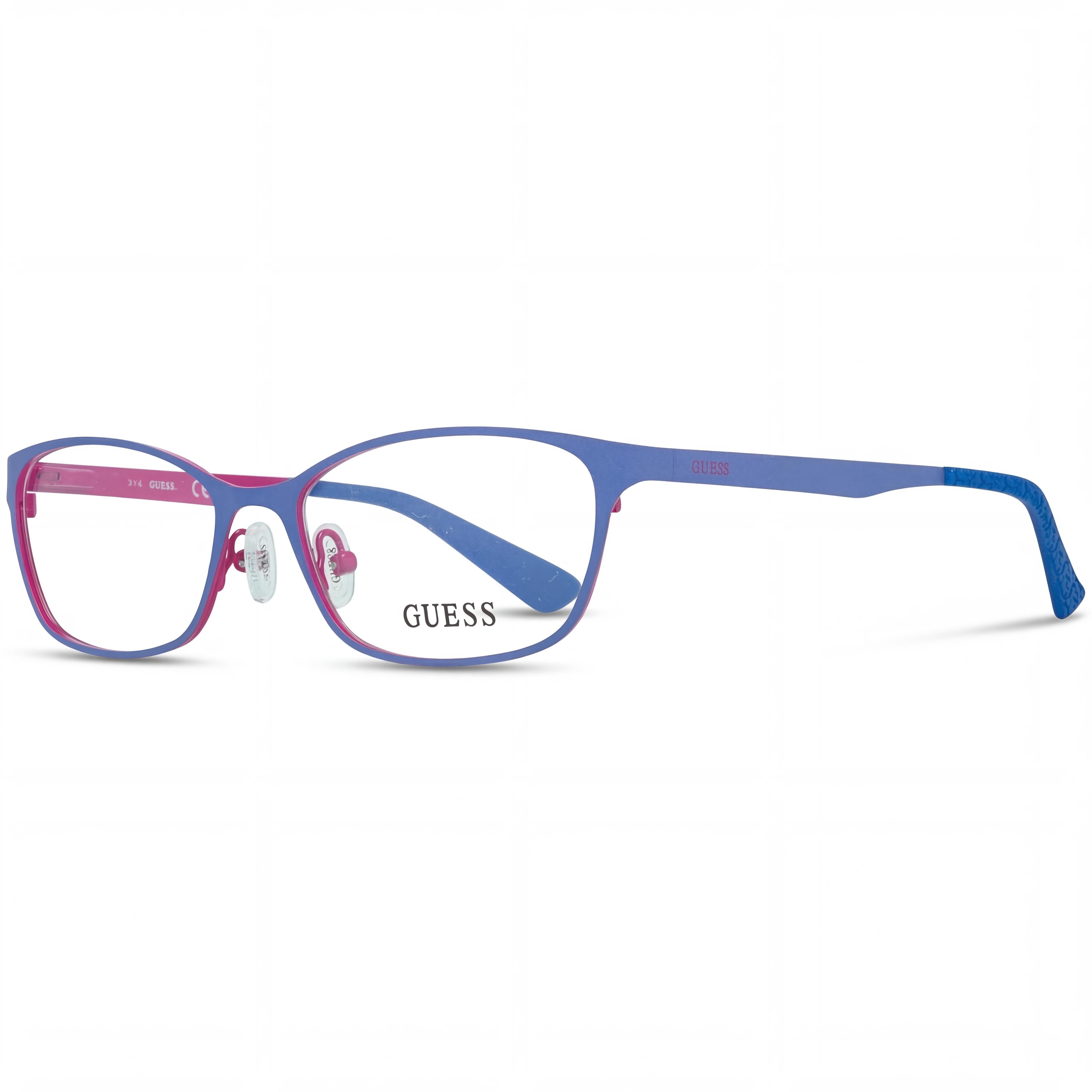 GUESS Modern Women's Matte Blue Metal Frame Eyeglasses with 52mm Clear Non- Polycarbonate Lenses, Photo 1