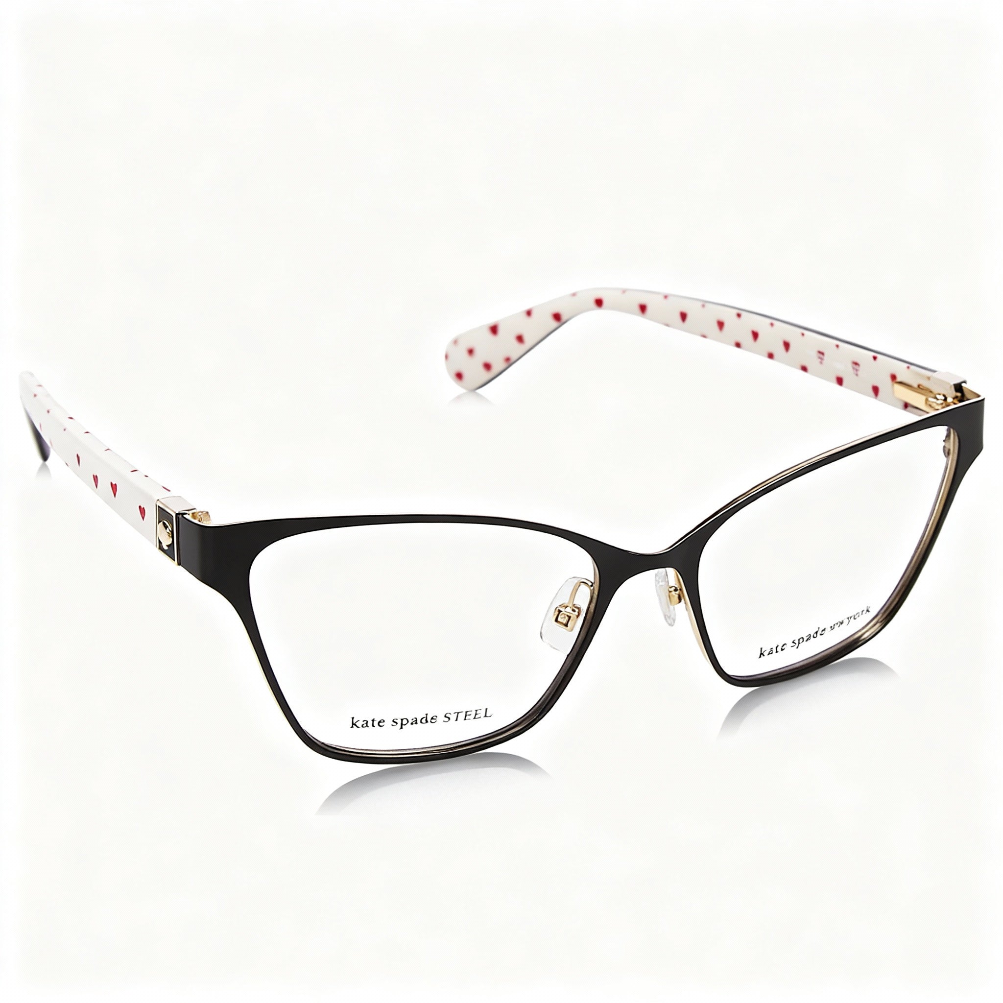 Kate Spade New York Women's Modern Eyeglasses with Stainless Steel Frame, Gold Black Color, 52mm Lens