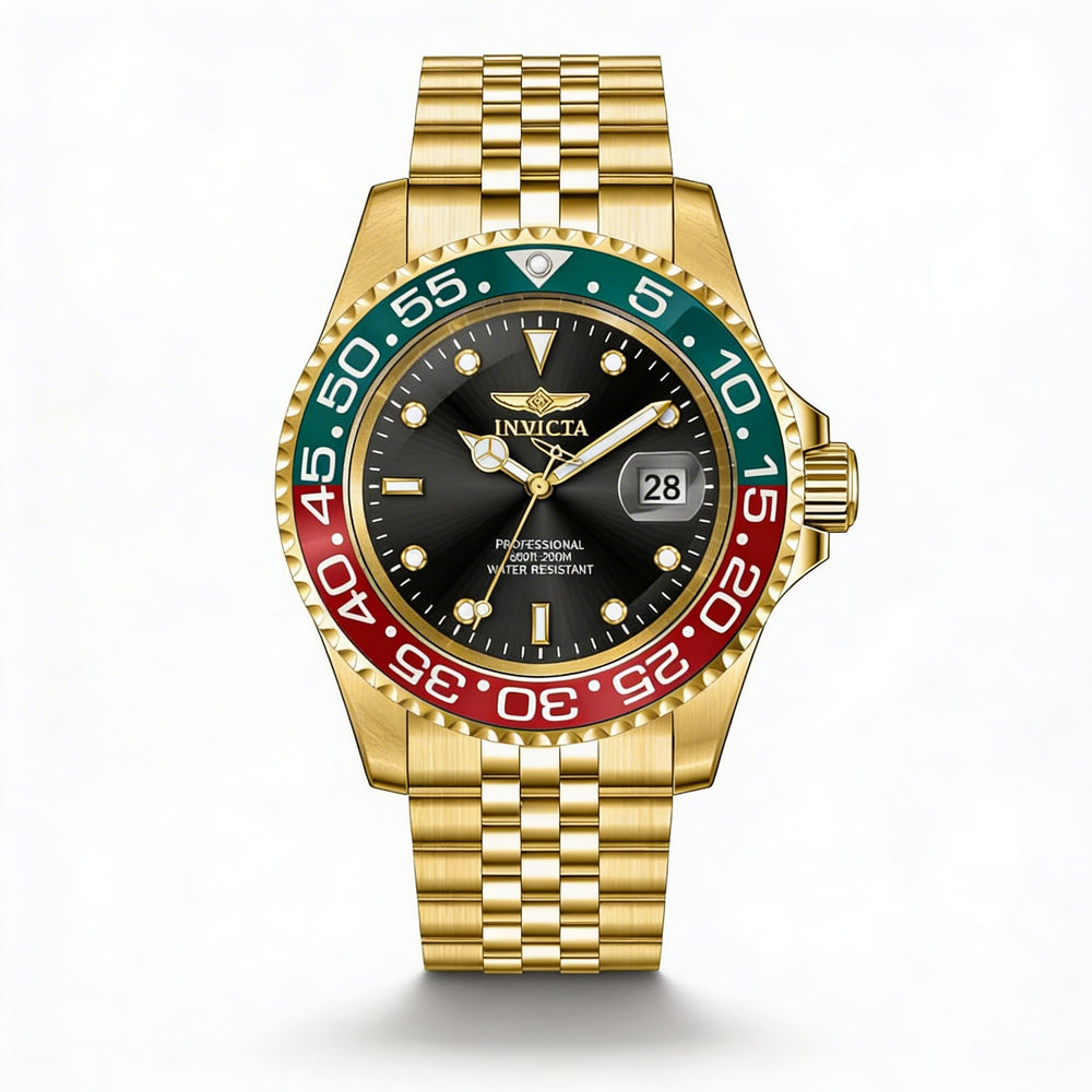 Reloj de buceo Invicta Pro Diver 36041 para hombre, de 40 mm, con pulsera de acero inoxidable y esfera negra que brilla en la oscuridad.