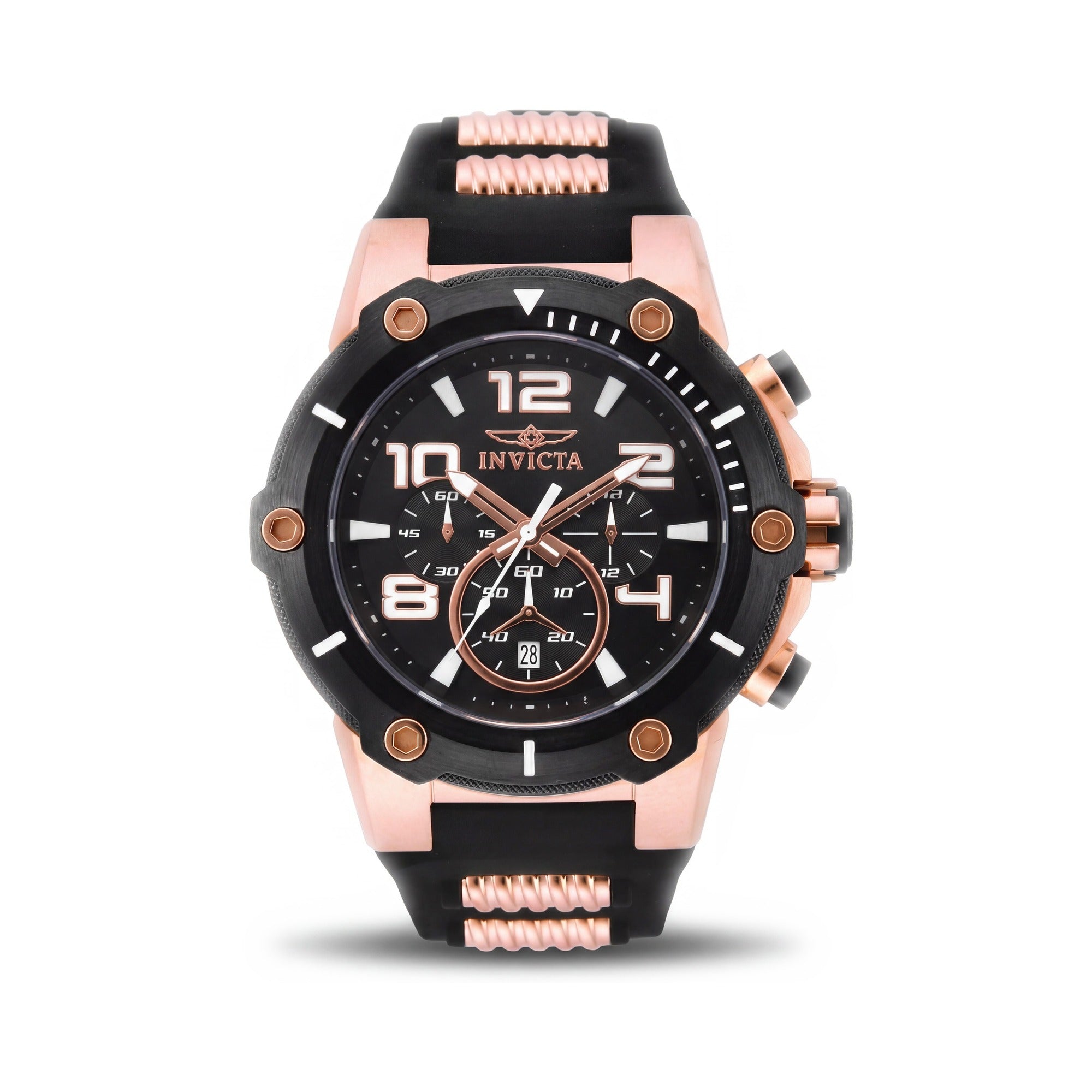 Invicta Speedway Men's Black & Rose Gold Stainless Steel Chronograph Watch with Black Polyurethane Strap, 51mm, Photo 1