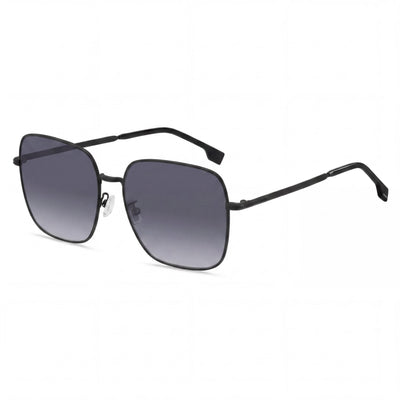 Hugo Boss Style & Expression Unisex Matte Black Grey Stainless Steel Square Sunglasses with Dark Grey Shaded Lenses 59mm