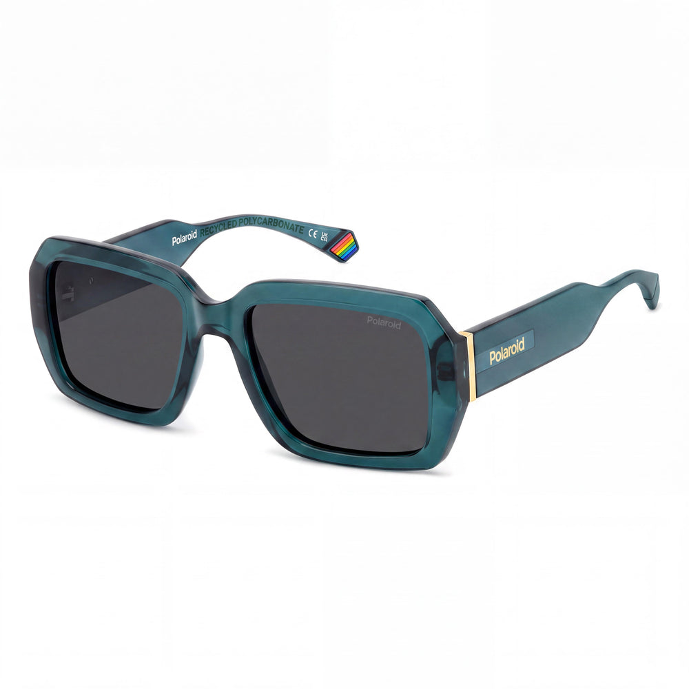 Gafas de sol polarizadas rectangulares Polaroid Pld 6223/S/X para mujer, montura de policarbonato Foglia Di Tè, lente gris, 54 mm