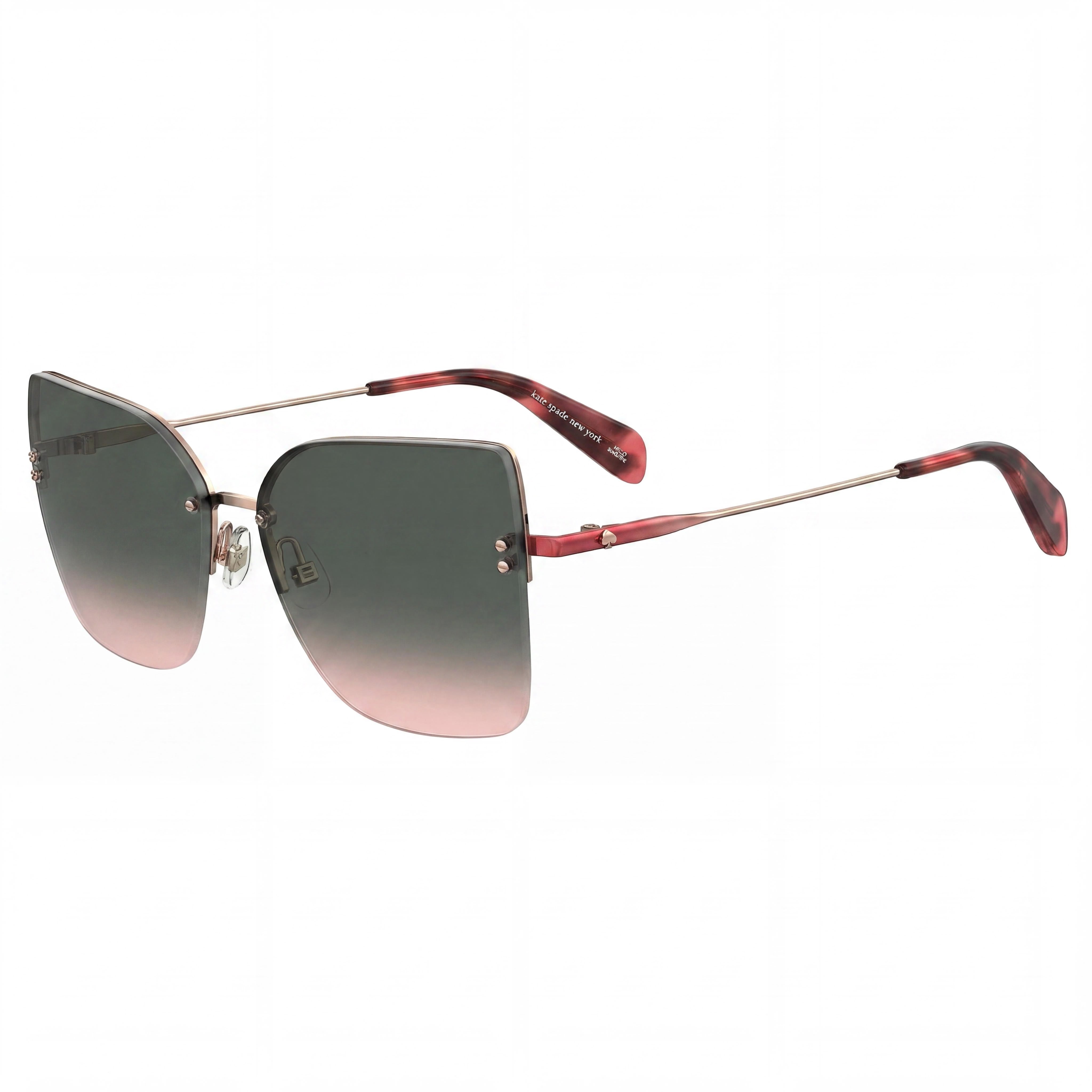 kate spade new york ARIELLA/G/S Unisex Red Gold Stainless Steel Rimless Cat Eye Burgundy Gradient Pink 58mm UV Protection Sunglasses, Photo 1