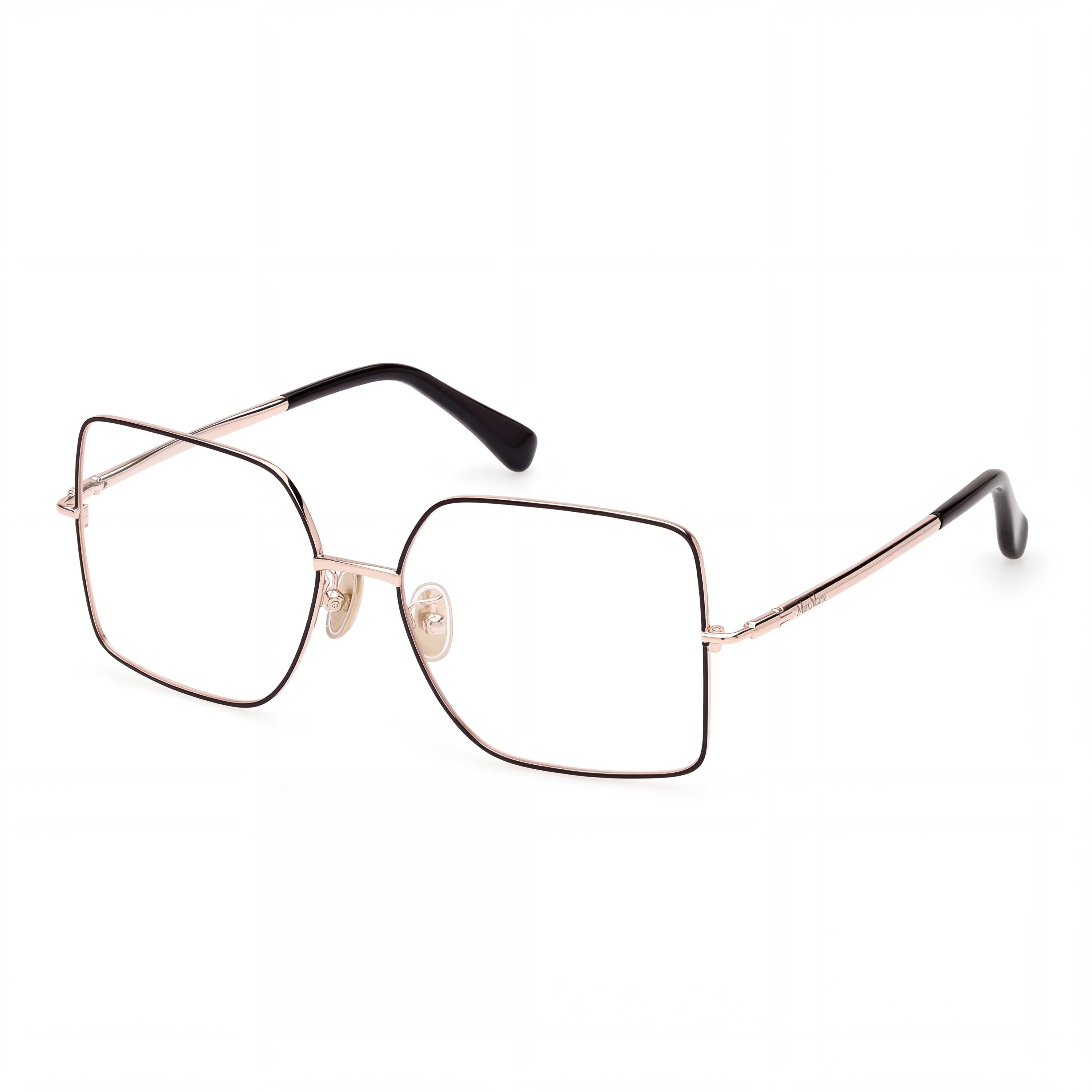MaxMara Mm5098-h Women's Metal Eyewear in Shiny Rose Gold and Black Enamel, Shiny Black 55mm, Photo 1