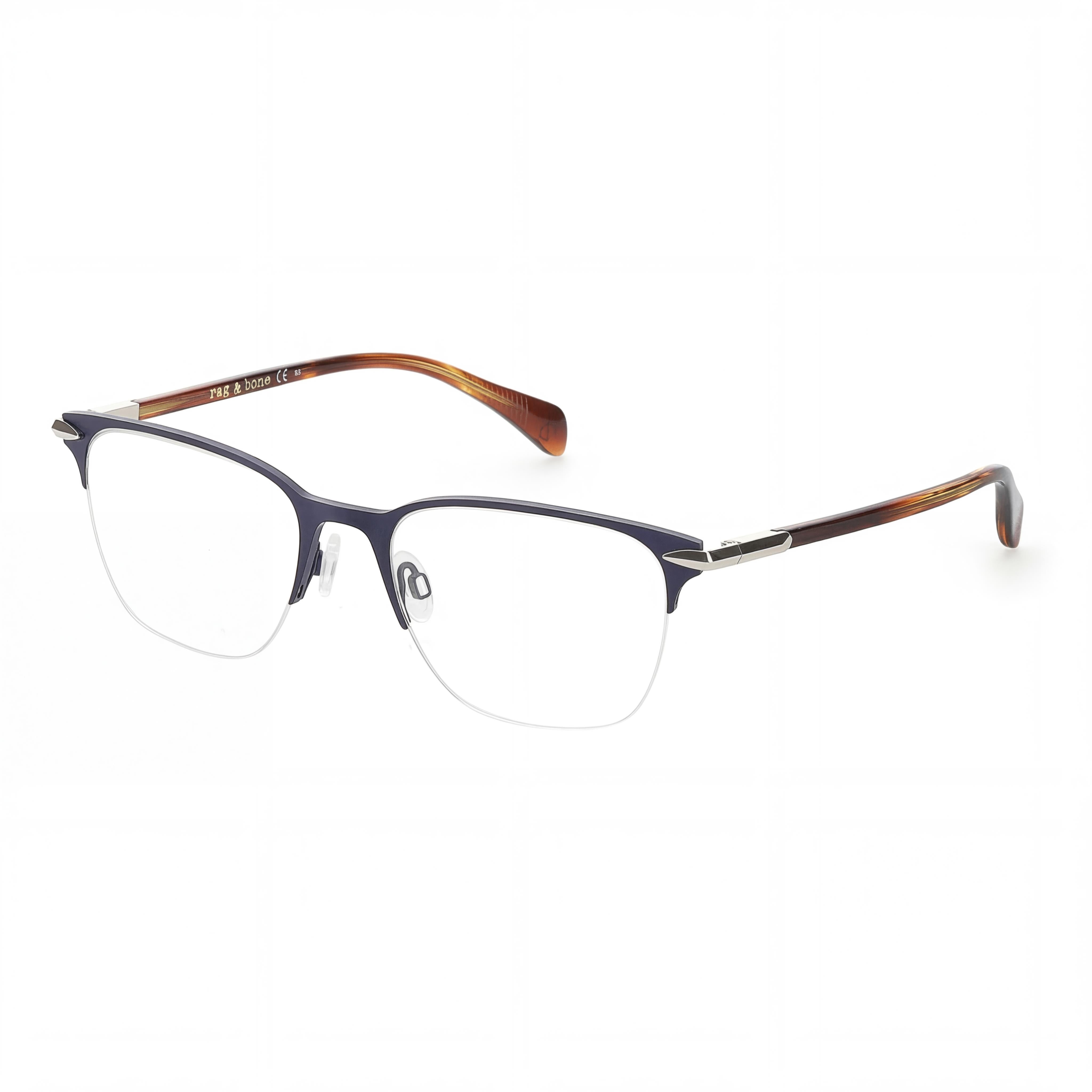 Rag & Bone Rnb7029 Unisex Eyeglasses featuring Matte Blue Alloy Steel Frame Construction, Size 55mm, Photo 1