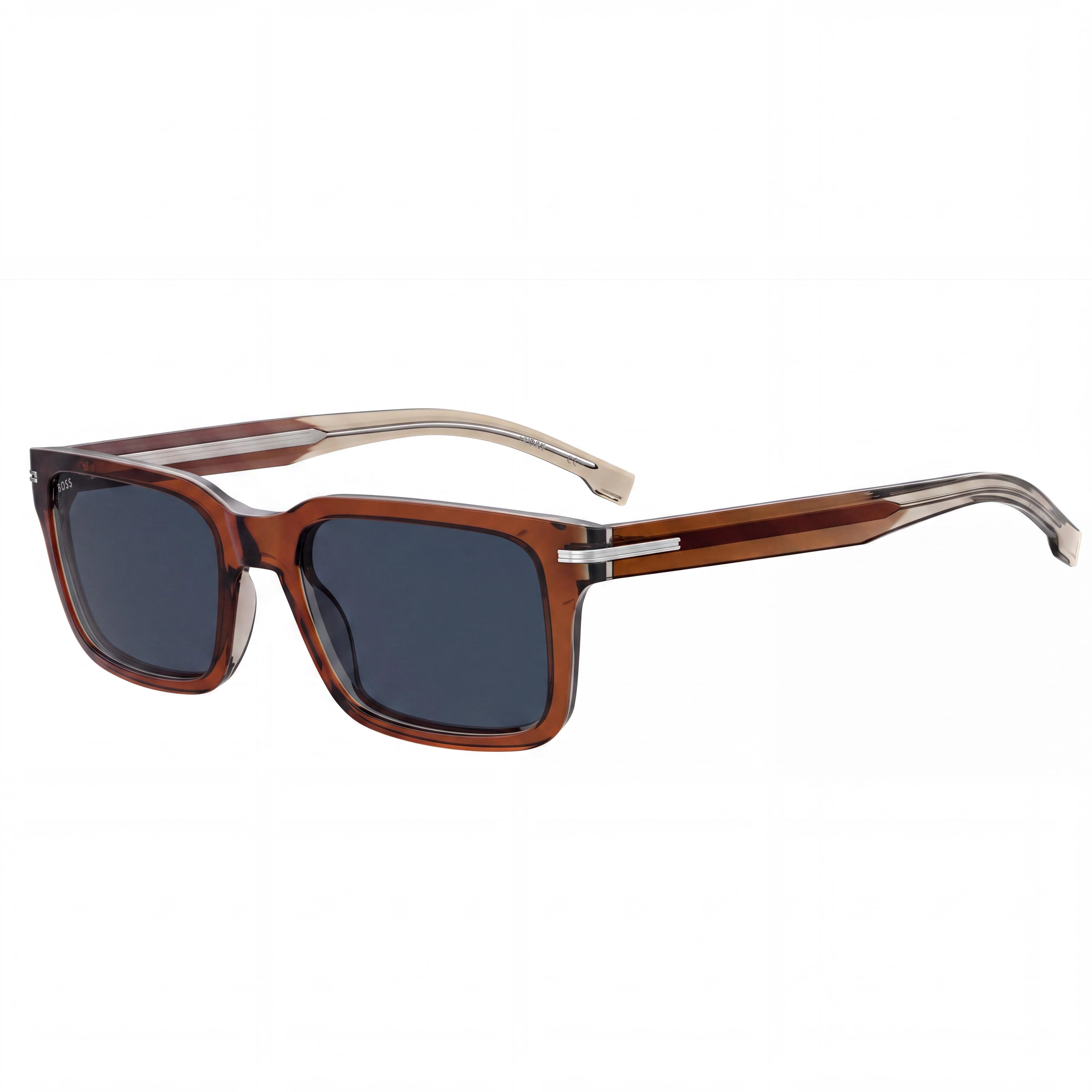 Hugo Boss Men's Boss 1628/S Acetate Sunglasses, Brown Frame, Blue Lenses, 100% UV Protection, 54mm, Photo 1
