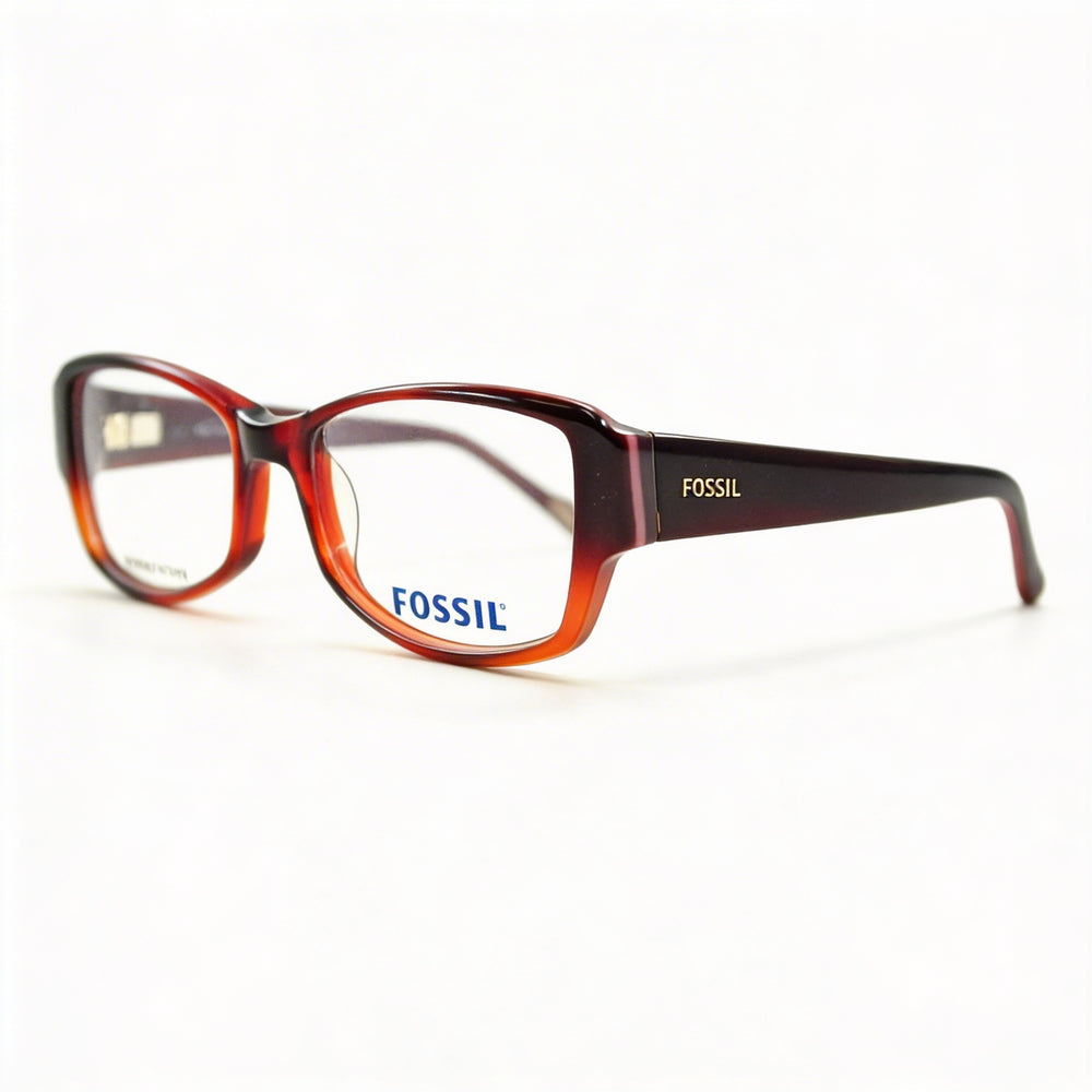 Gafas de ver Fossil Oval Lizzie para mujer, en acetato degradado marrón, con lentes de demostración transparentes, 51-17-135