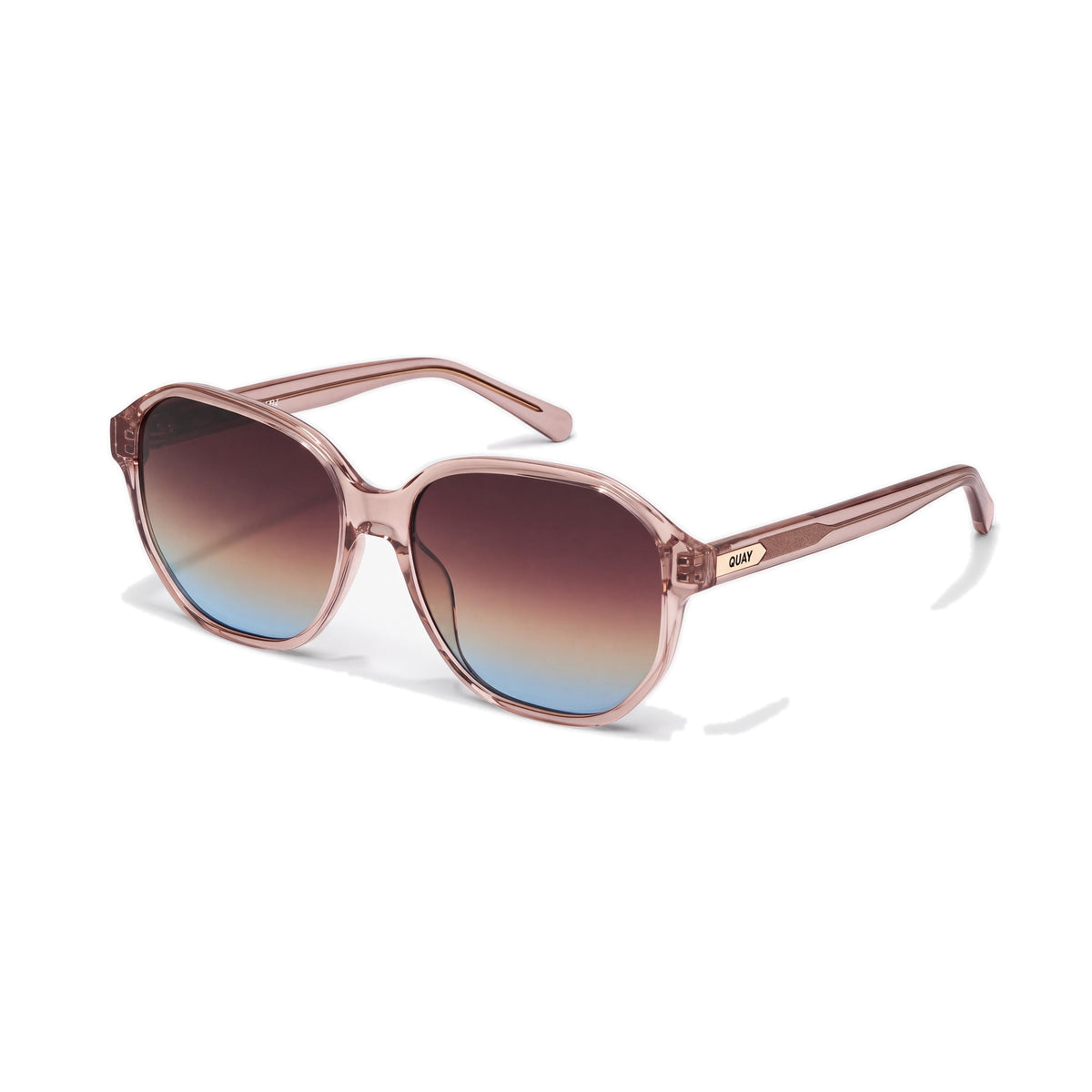 QUAY AUSTRALIA Guess Again Women's Doe Brown Blue Injection Frame Non-Polarized UV Protection Sunglasses 149mm, Photo 1