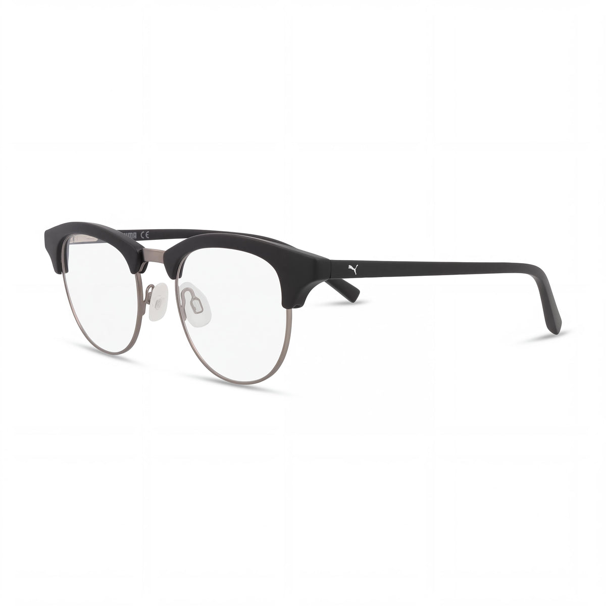 Montura óptica para mujer PUMA con marco redondo/ovalado de plástico transparente negro, lentes no graduadas, 50 mm, Photo 1