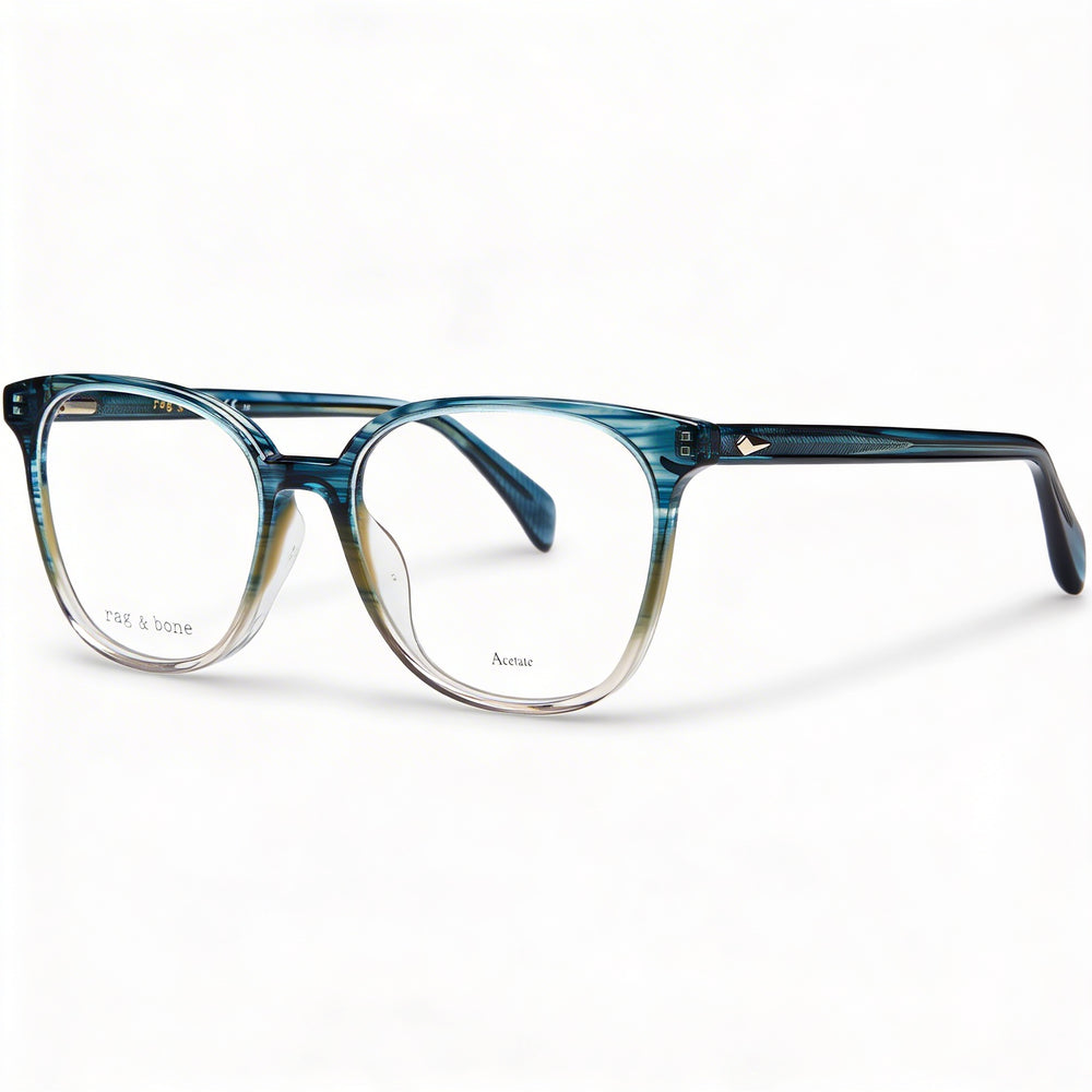 Rag & Bone Gafas modernas multicolor de acetato verde azulado para mujer sin polarizar 52mm