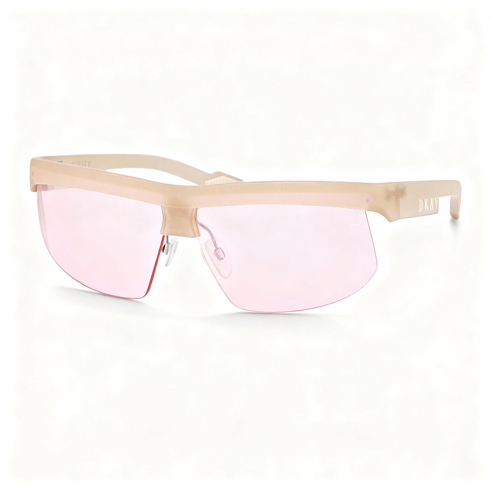 DKNY Classic Women's Nude Plastic Shield Sunglasses, Pink Non-Polarized UV Lenses, Lens Width 66mm, Bridge 4mm, Temple 140mm