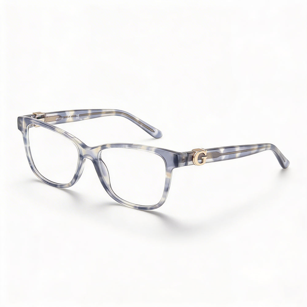 Gafas GUESS Gu50227 para mujer con montura de plástico azul brillante, ancho de lente de 52 mm, puente de 15 mm, patilla de 140 mm