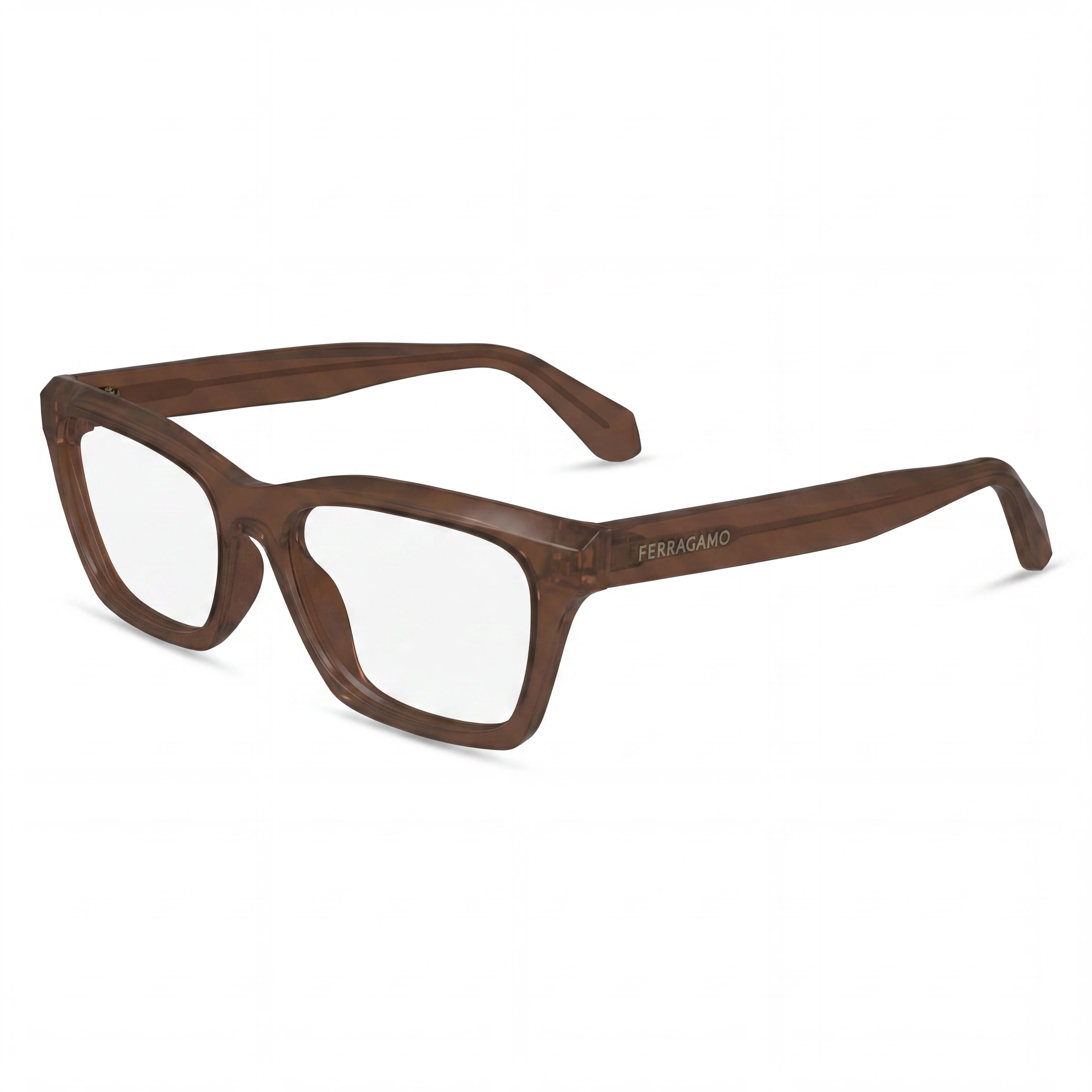 Salvatore Ferragamo Men's SF2986 Acetate Transparent Brown Eyeglasses with Polycarbonate Lenses 53mm, Photo 1