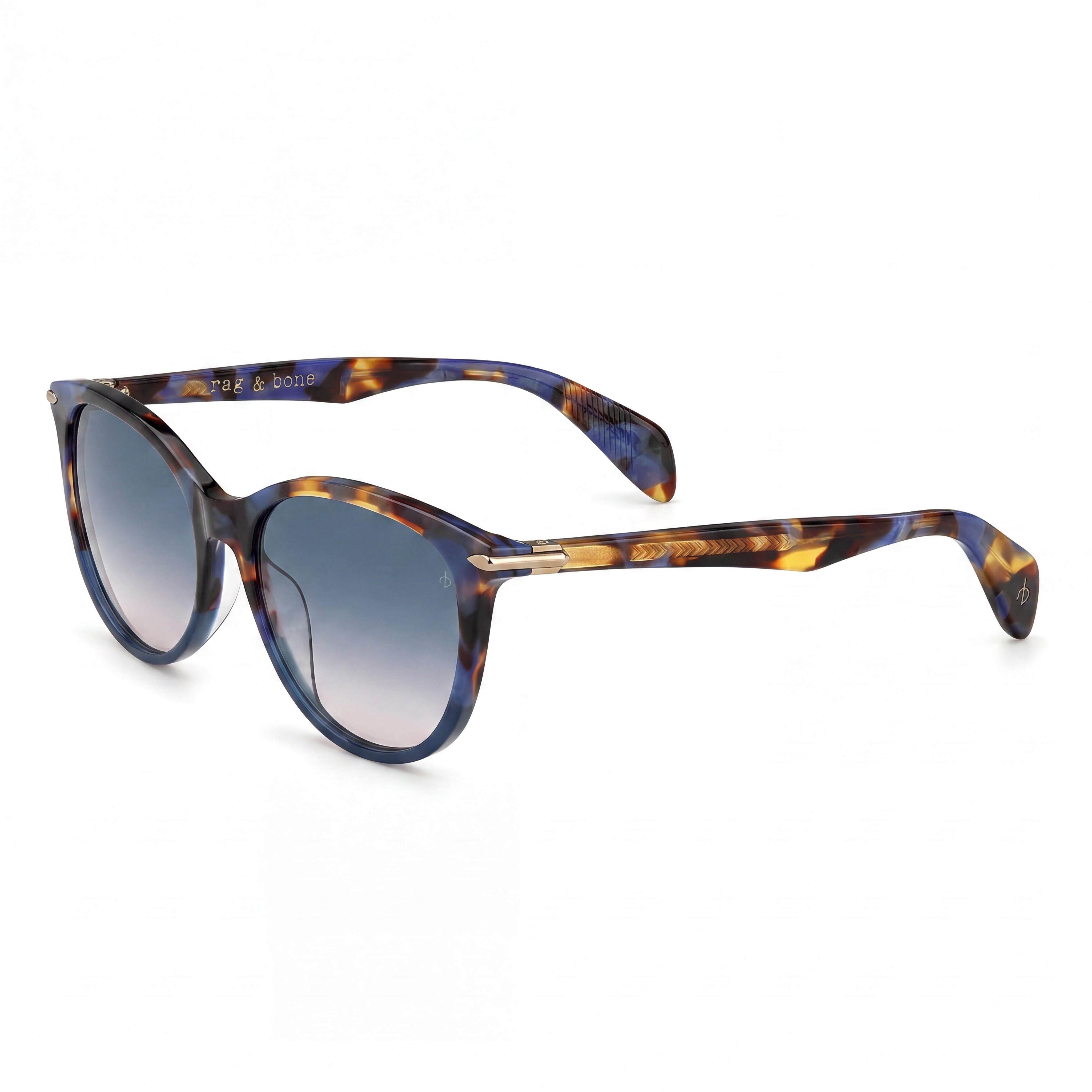 Rag & Bone Rnb1020/s Women's Acetate Eyewear, Blue Havana Frame, Blue Double Shade Peach Lenses 54mm, Photo 1