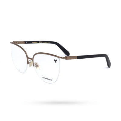 Gafas Ópticas Ferragamo Sf2227 para Mujer con Montura Metálica y Acabado Oro Ámbar 56mm