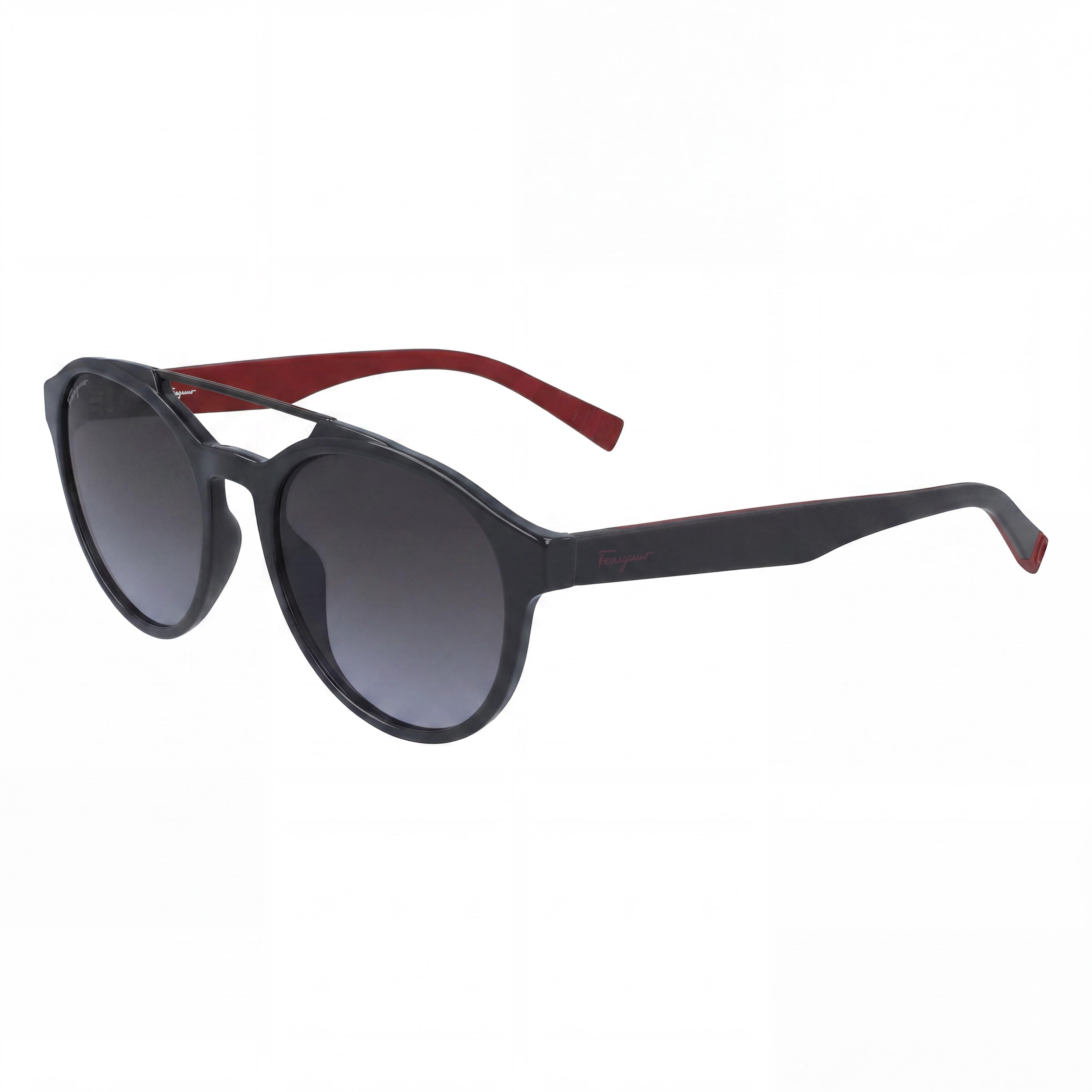 Salvatore Ferragamo Aviators Unisex Dark Grey, Red Plastic Frame with Grey Lens UV 53mm Lens Width, Photo 1